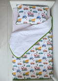 Завантажити зображення в переглядач галереї, "Акварельні машинки" стьобана ковдра з сатину та муслину