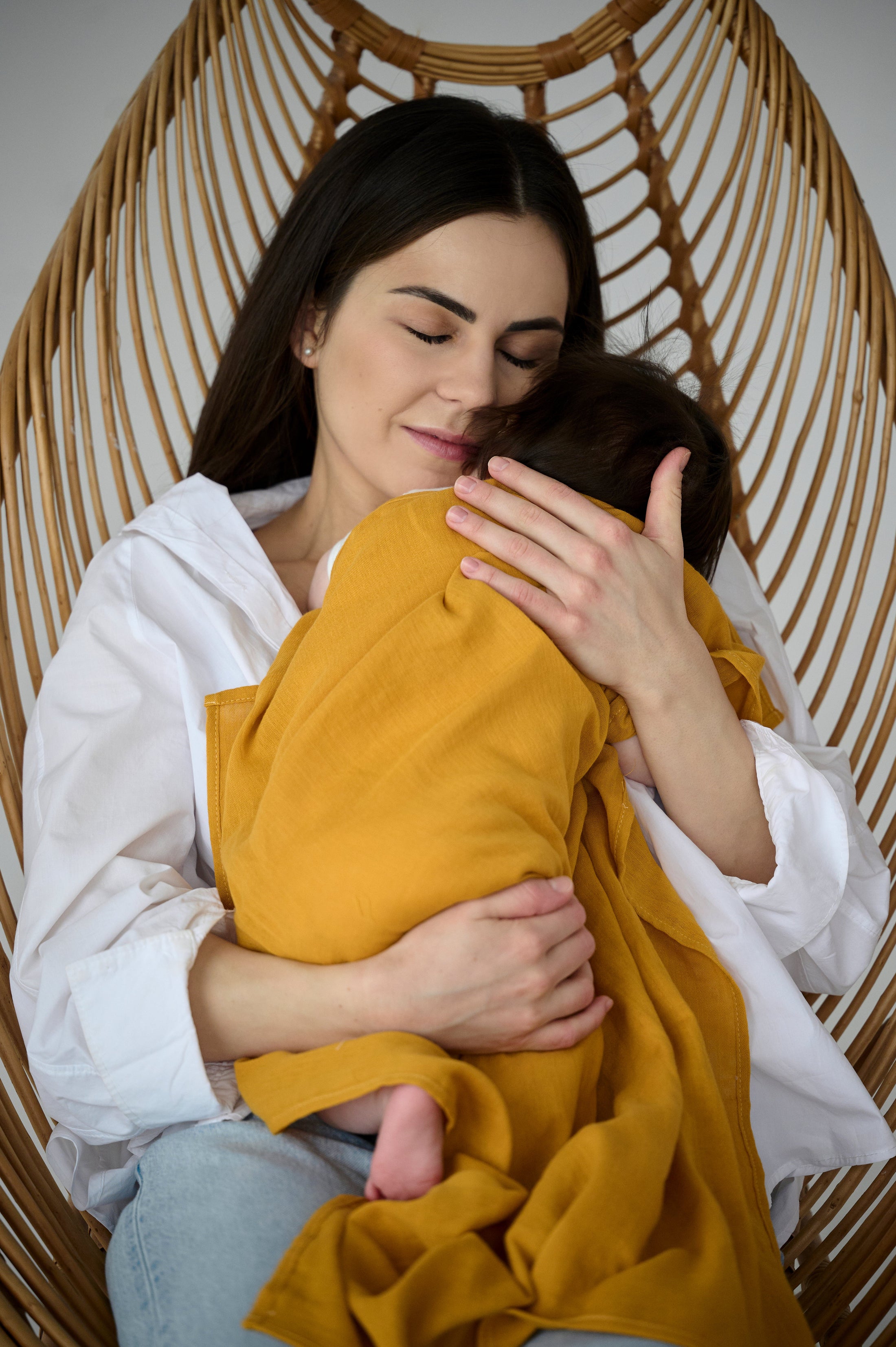 Муслінова пелюшка “Охра” — органічна тканина, 50% бавовна + 50% бамбук