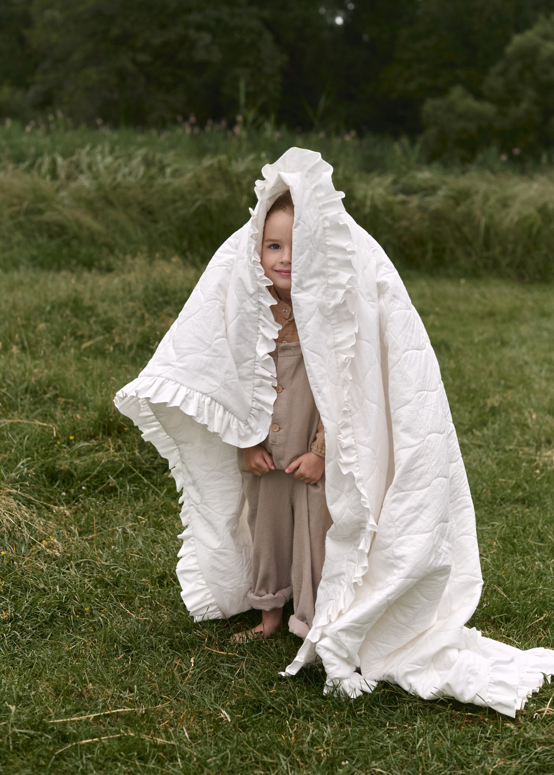 "Молочний" стьобана ковдра + наволочка з вареної бавовни