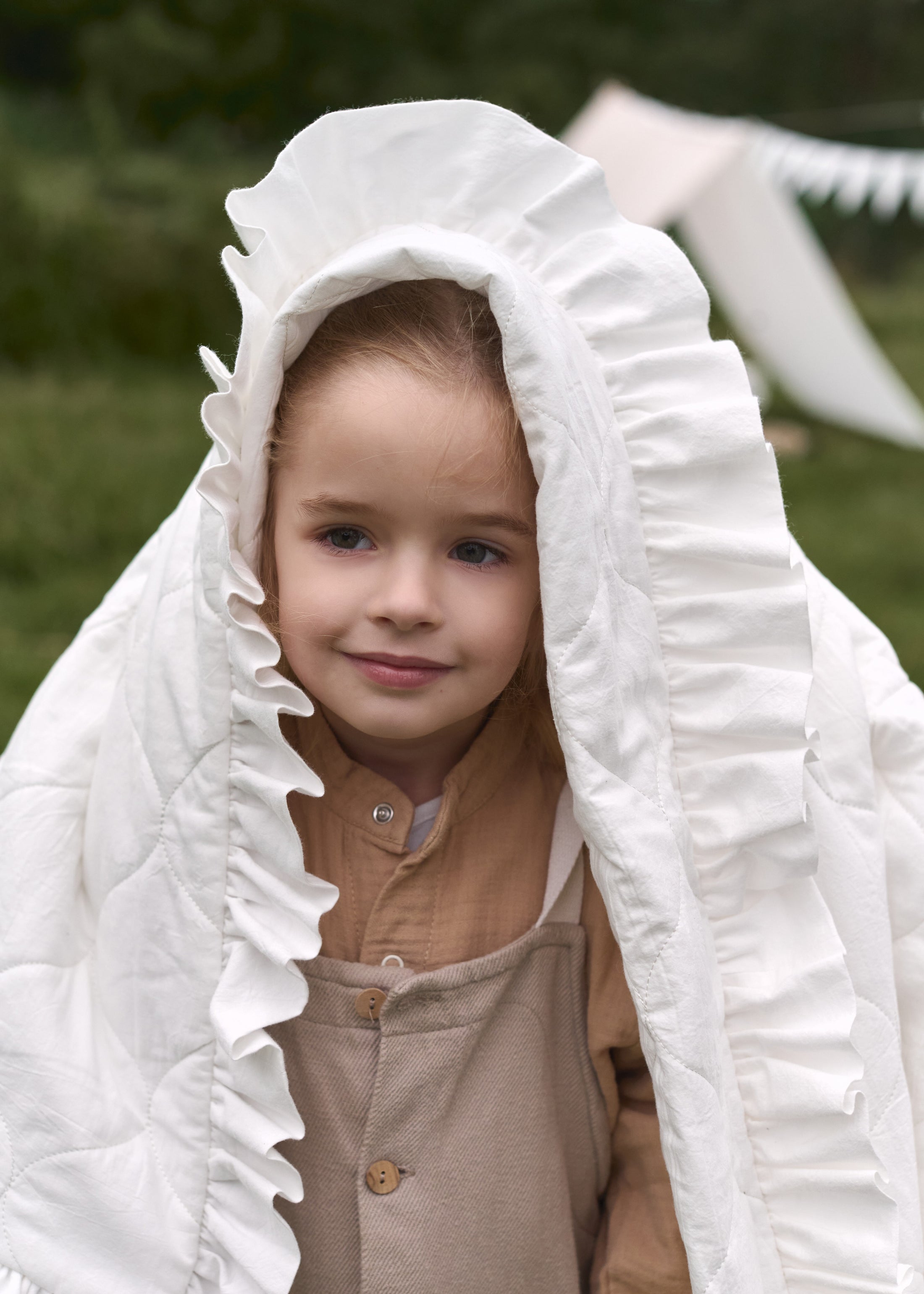 "Молочний" стьобана ковдра + наволочка з вареної бавовни