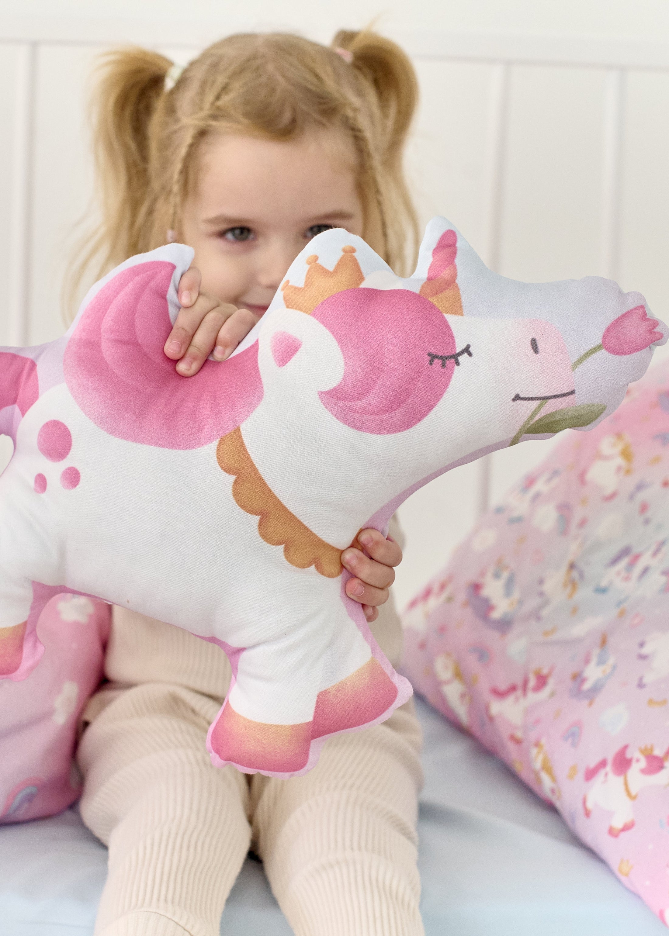 "Чарівні єдиноріжки" комплект постільної білизни з органічного сатину з авторським принтом