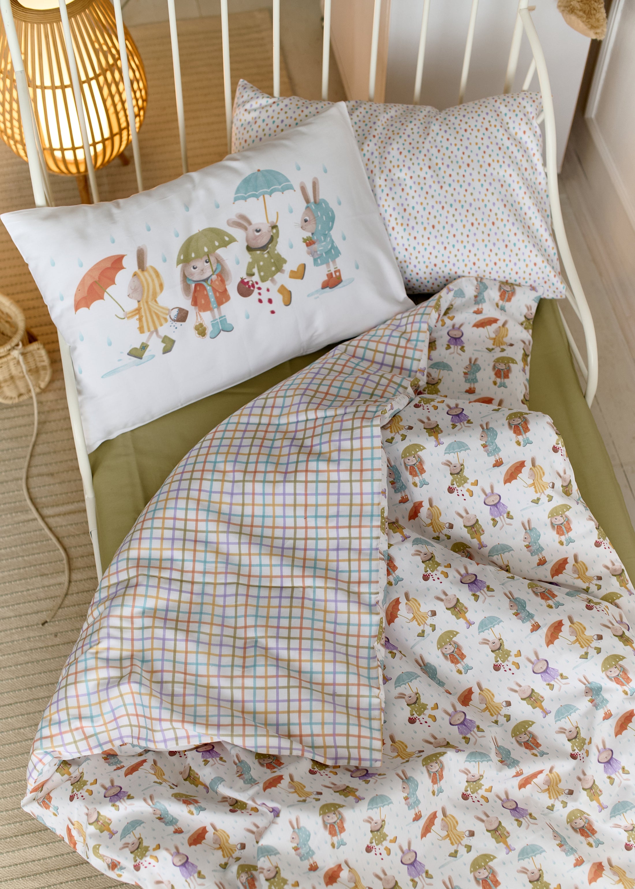 "Зайченята" комплект постільної білизни з органічного сатину з авторським принтом