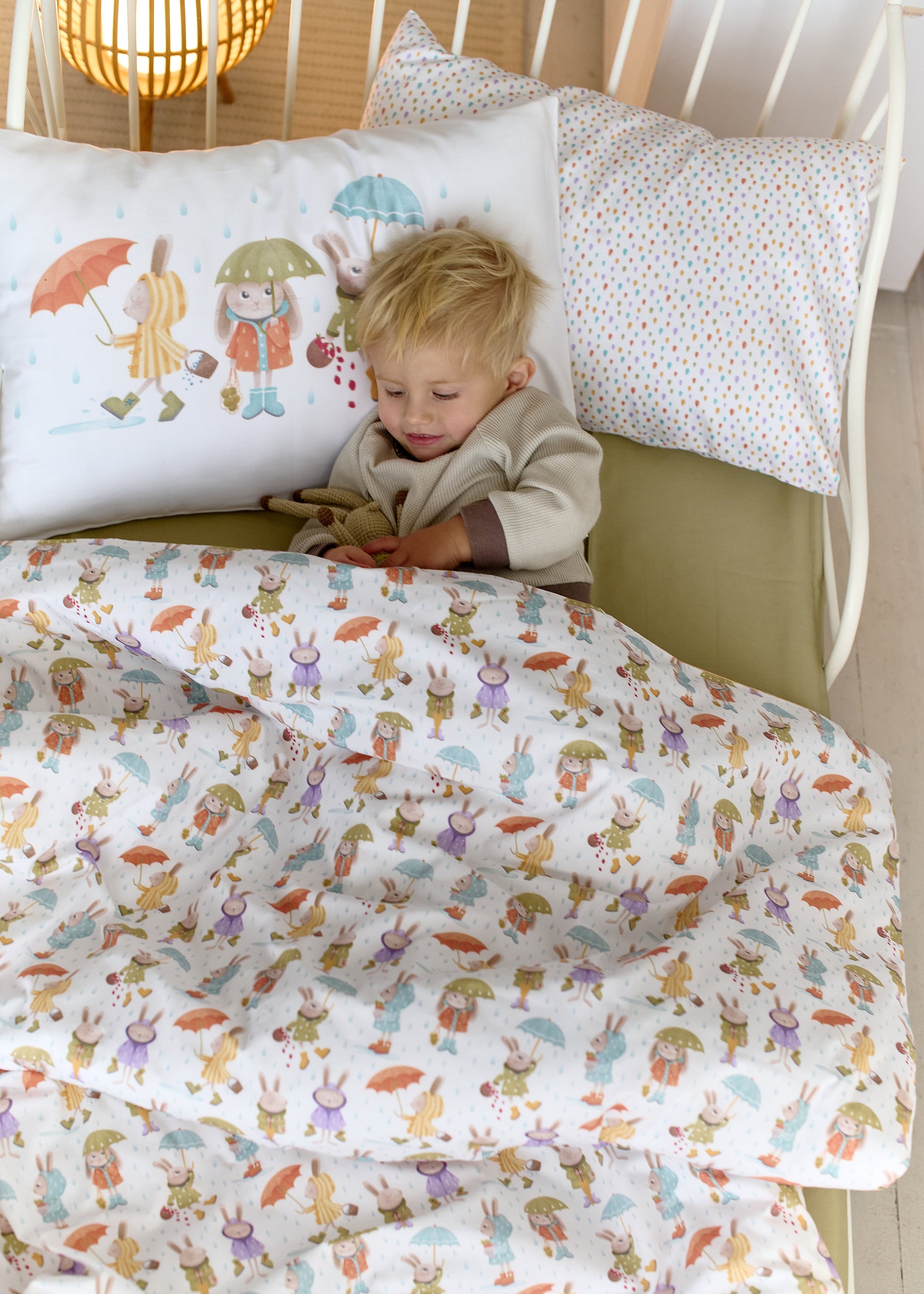 "Зайченята" комплект постільної білизни з органічного сатину з авторським принтом