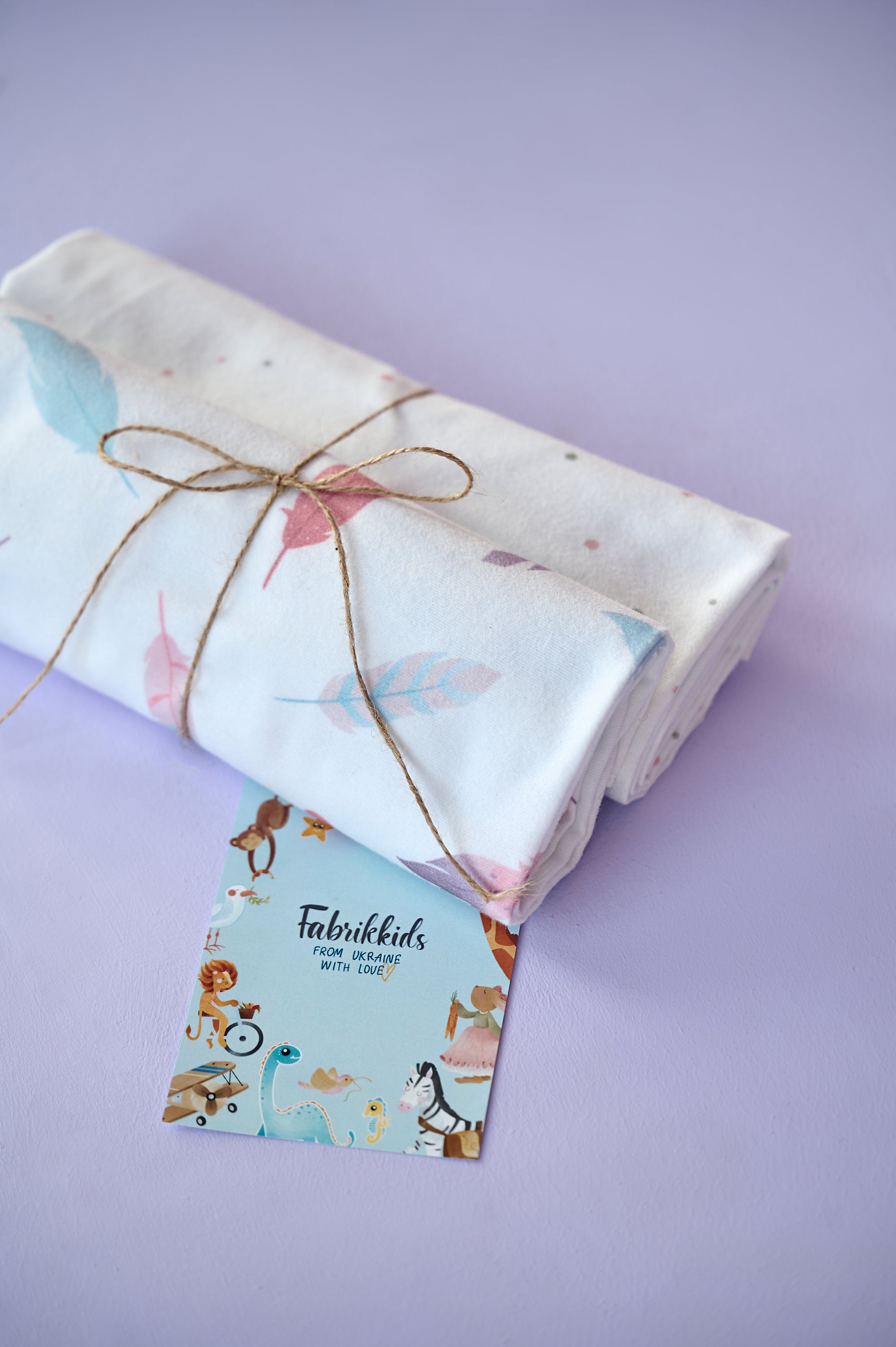 Пелюшка з органічної фланелі "Пір'їнки", виробник Fabrikkids,Україна
