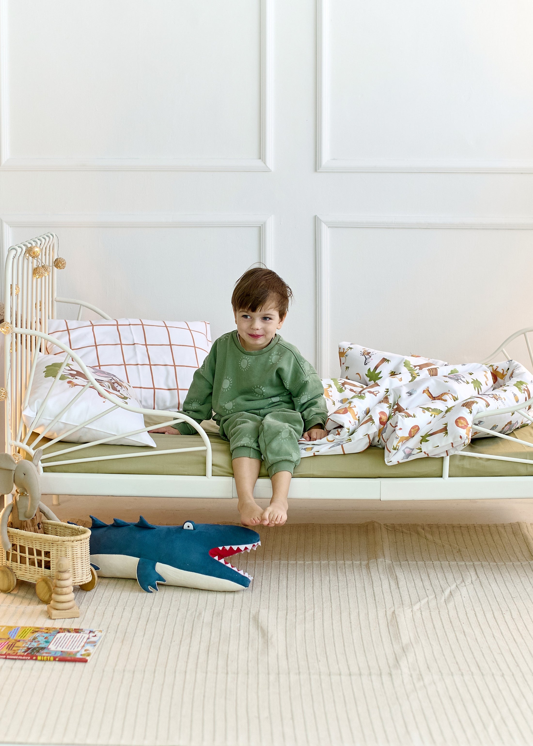 "Джунглі" комплект постільної білизни з органічного сатину з авторським принтом