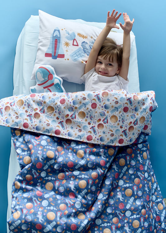 "Космос" комплект постільної білизни з органічного сатину з авторським принтом