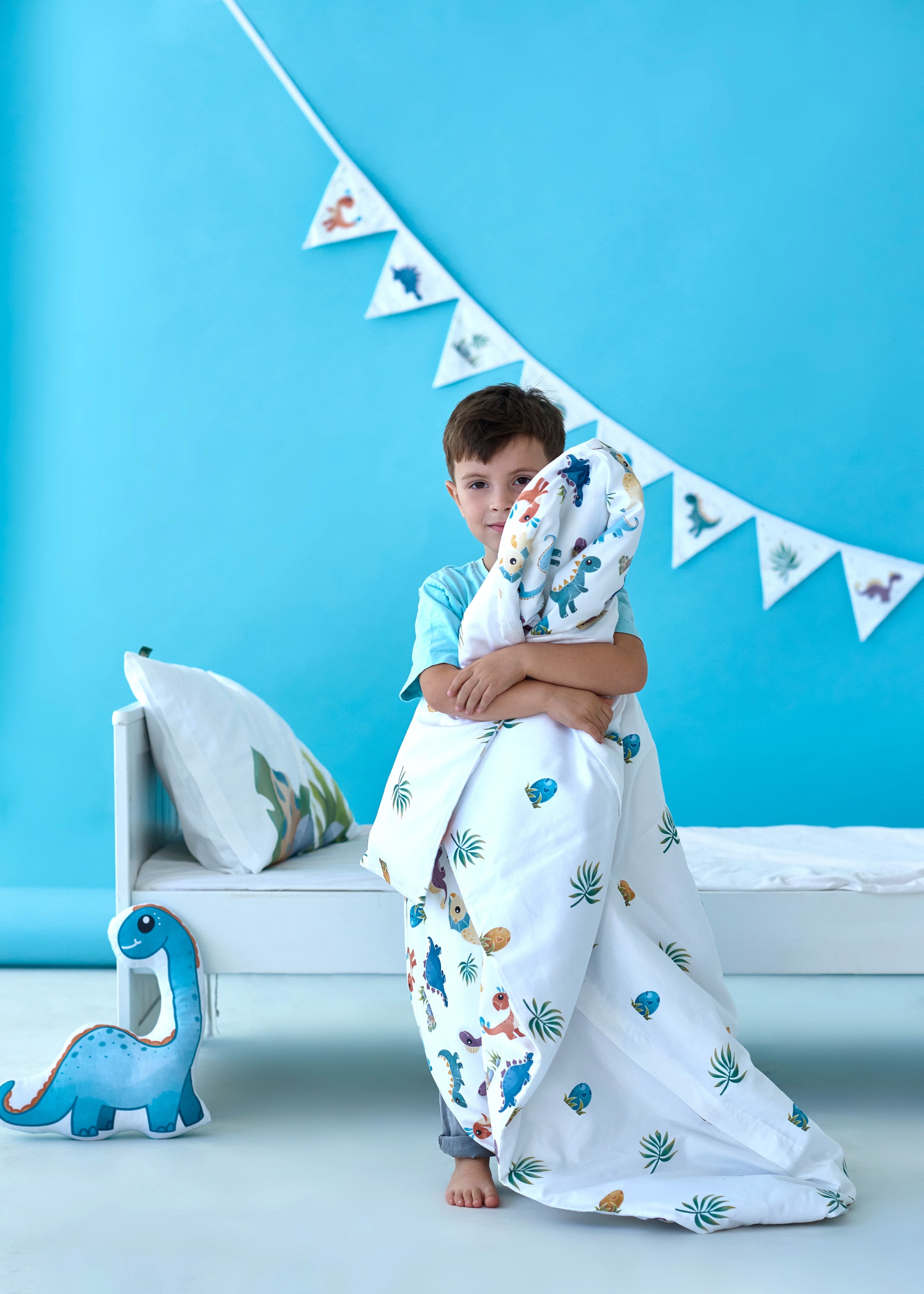 "Друзі-Діно" комплект постільної білизни з органічного сатину з авторським принтом