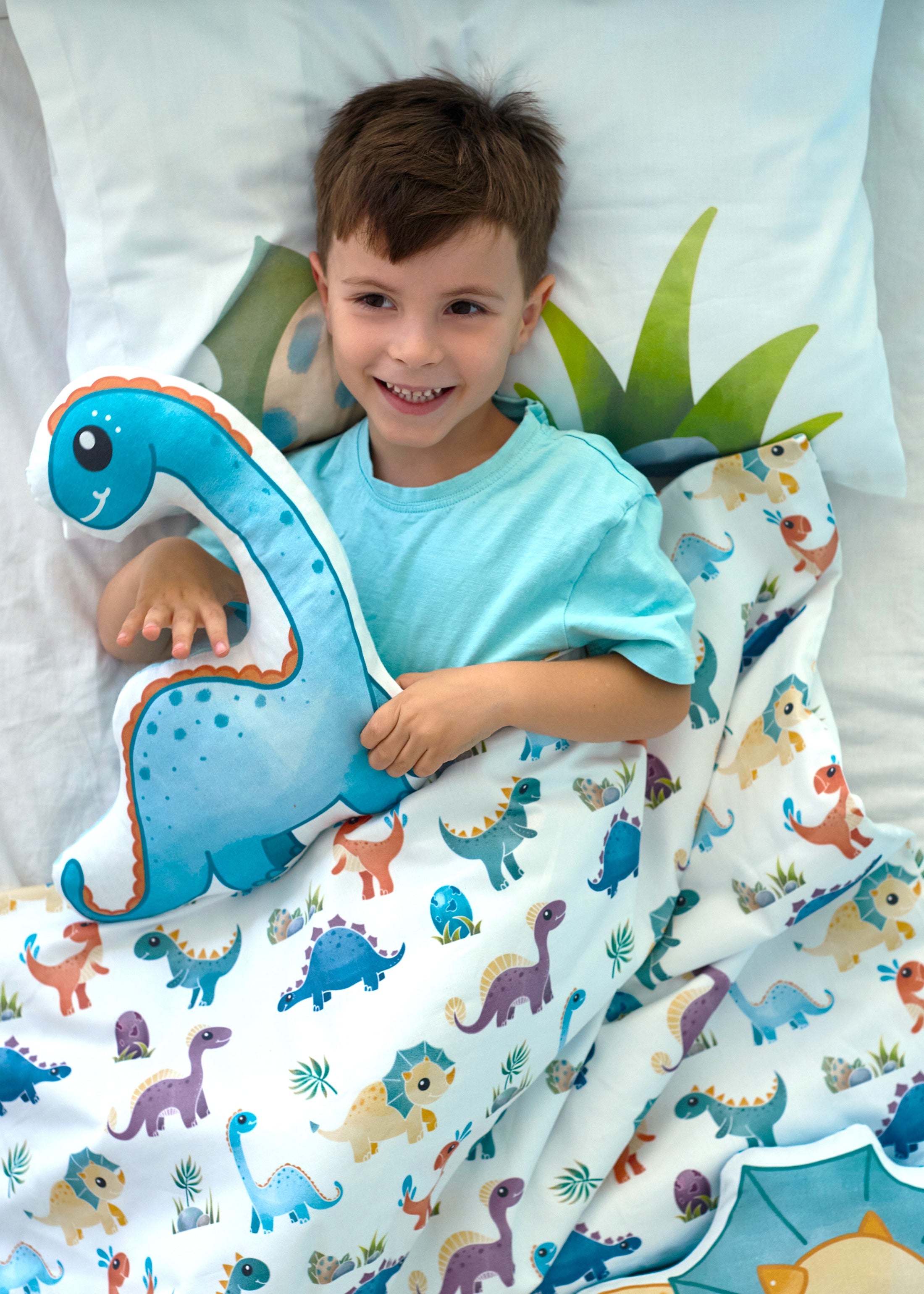 "Друзі-Діно" комплект постільної білизни з органічного сатину з авторським принтом