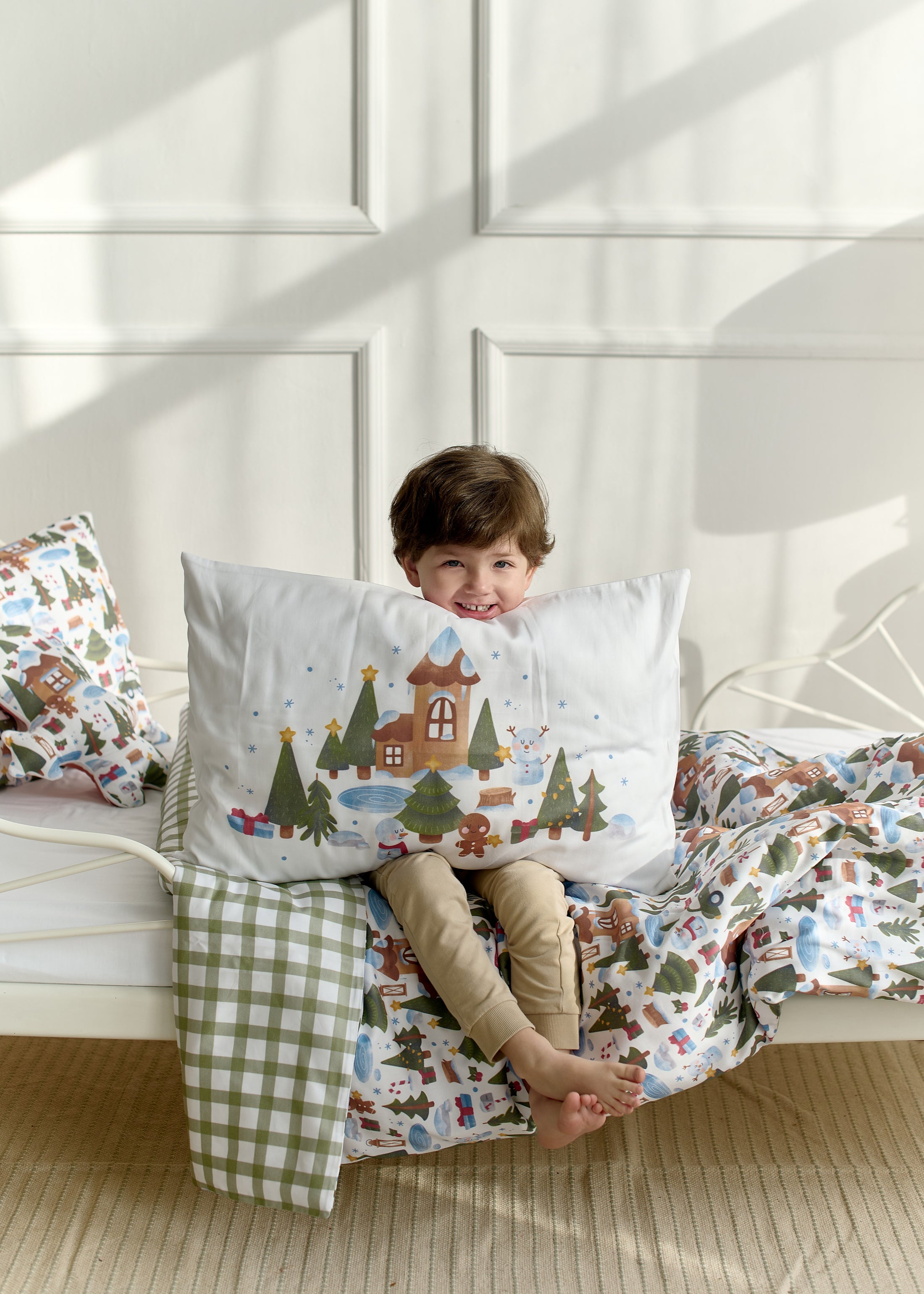 "Новорічний ліс" комплект постільної білизни з органічного сатину з авторським принтом