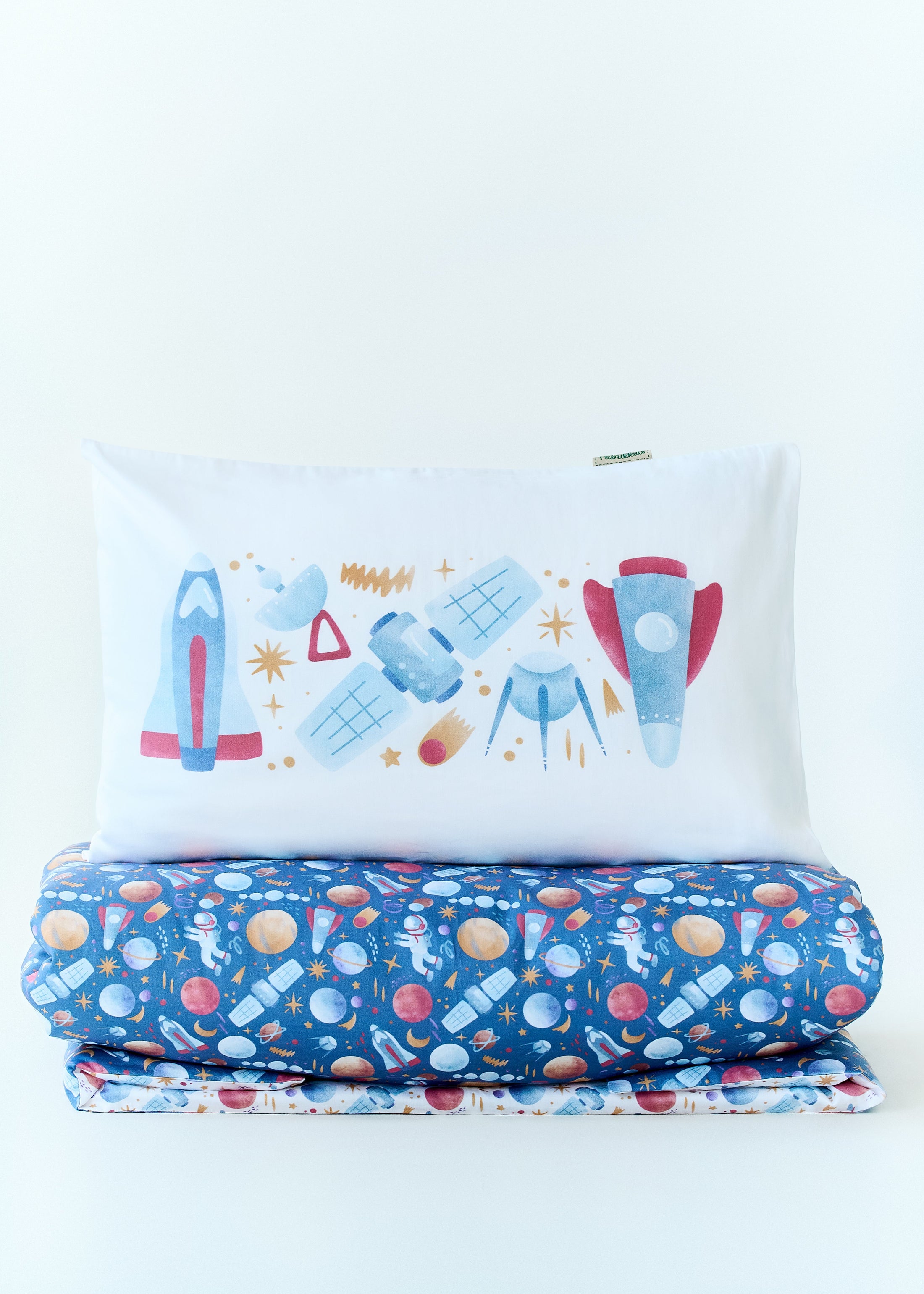 "Космос" комплект постільної білизни з органічного сатину з авторським принтом