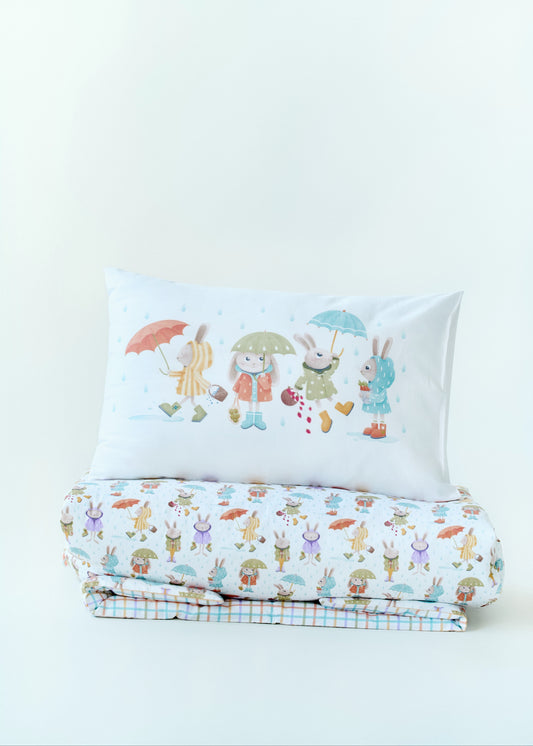 "Зайченята" комплект постільної білизни з органічного сатину з авторським принтом