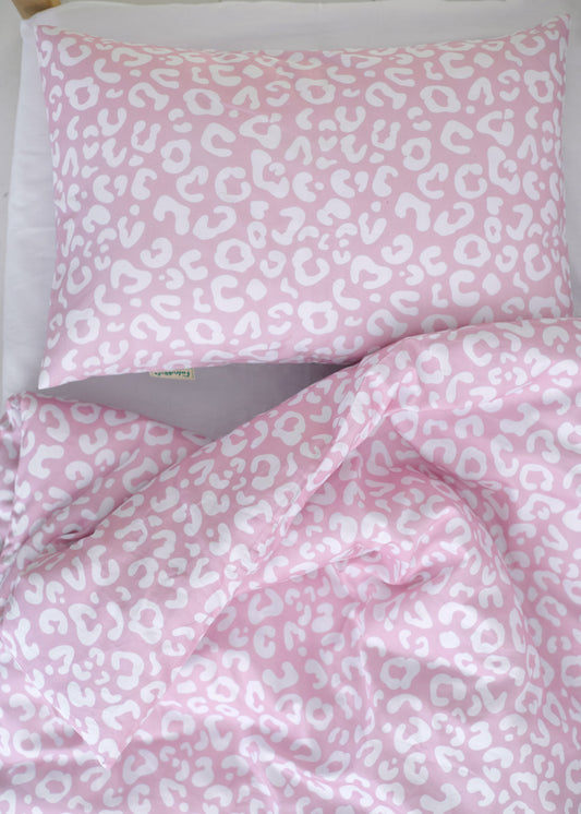 "Рожевий леопард" комплект постільної білизни з органічного сатину з авторським принтом