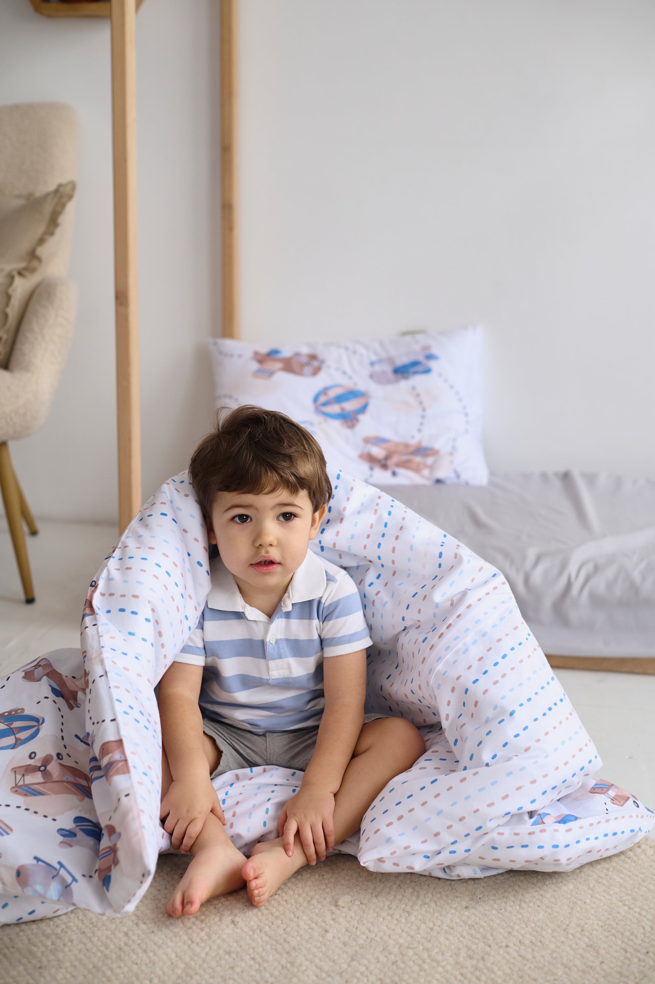 "Повітряний транспорт" комплект постільної білизни з органічного сатину з авторським принтом