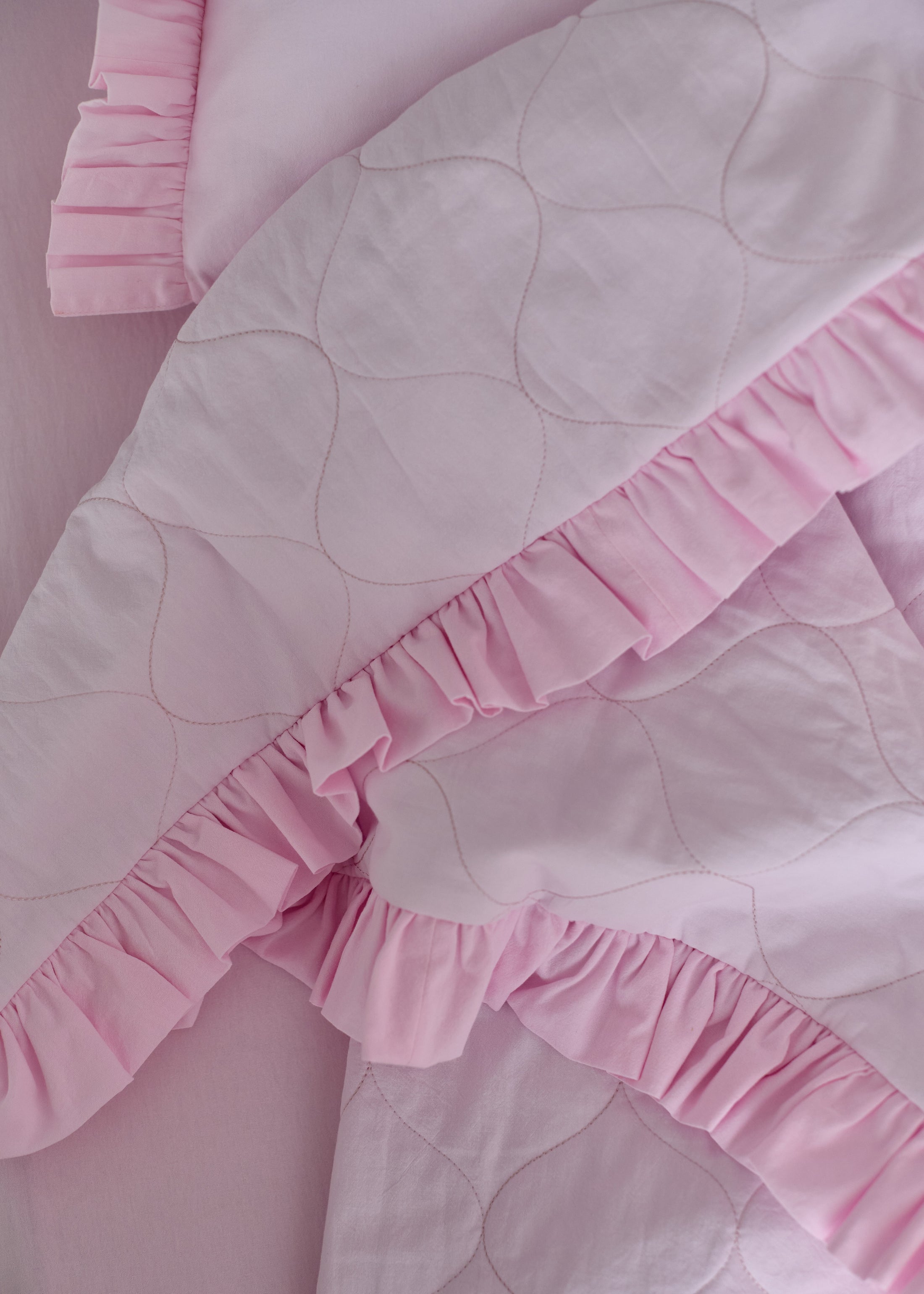 "Рожевий" стьобана ковдра + наволочка з вареної бавовни