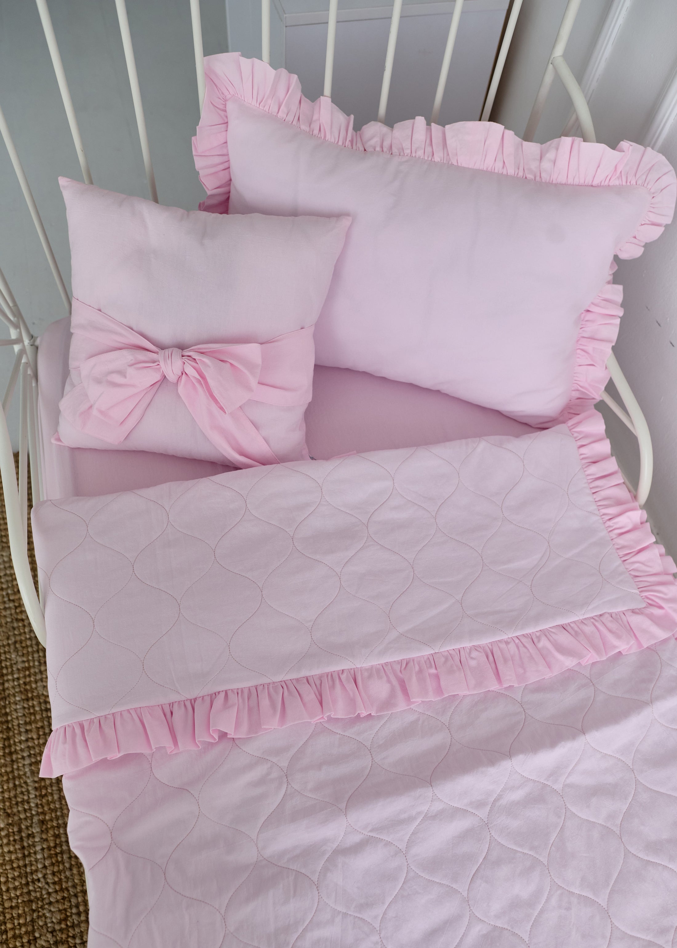 "Рожевий" стьобана ковдра + наволочка з вареної бавовни