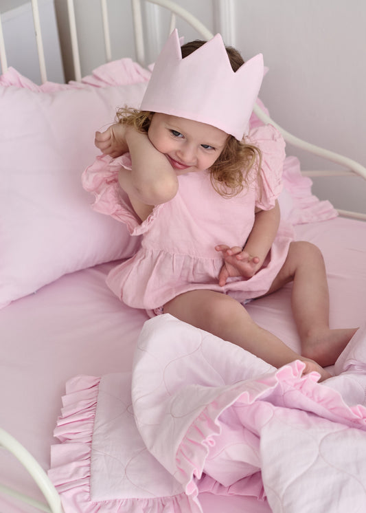 "Рожевий" стьобана ковдра + наволочка з вареної бавовни