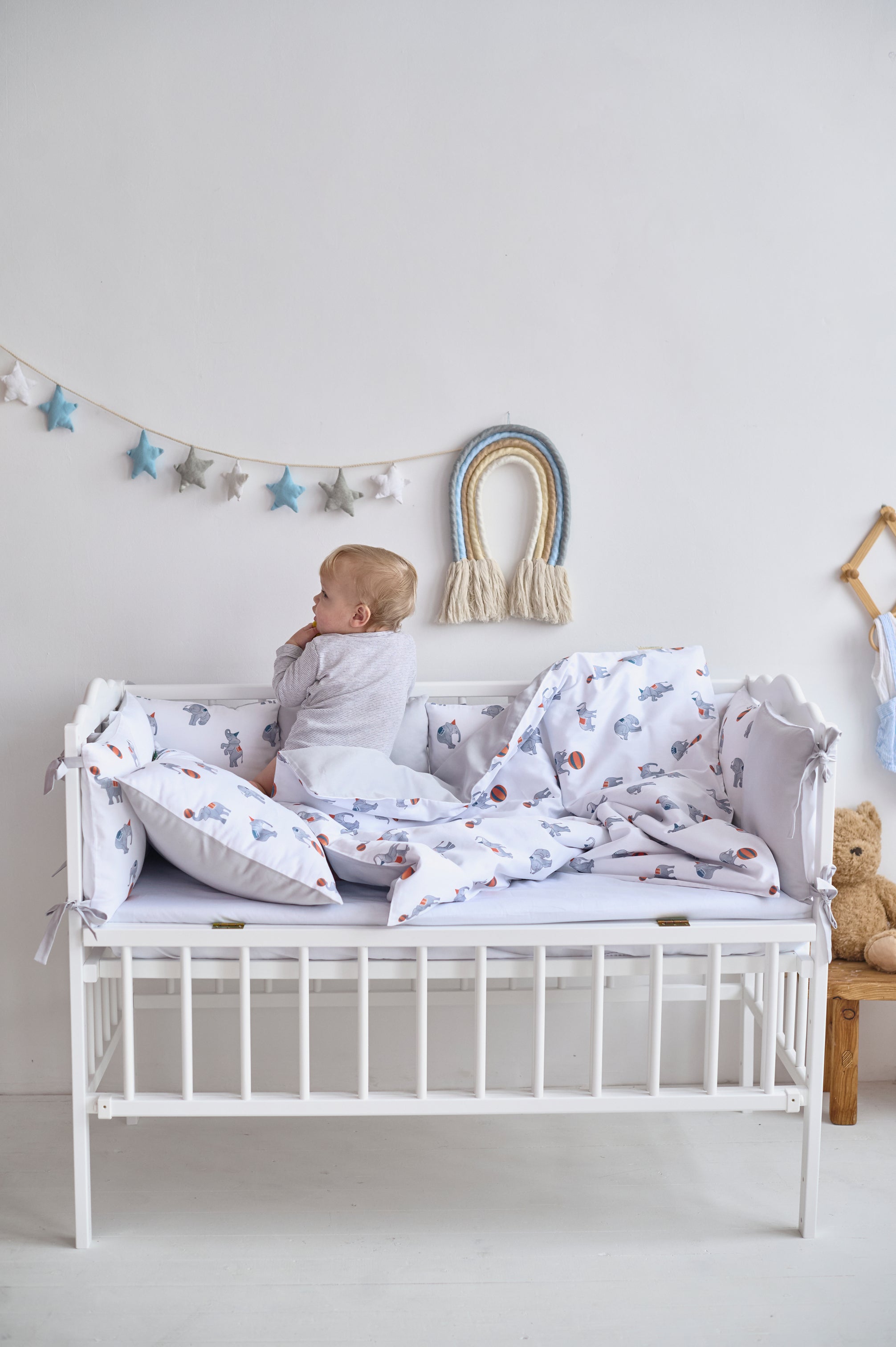 Бортики-подушки "Грайливі слоненята" виробник Fabrikkids (Україна), преміум якість