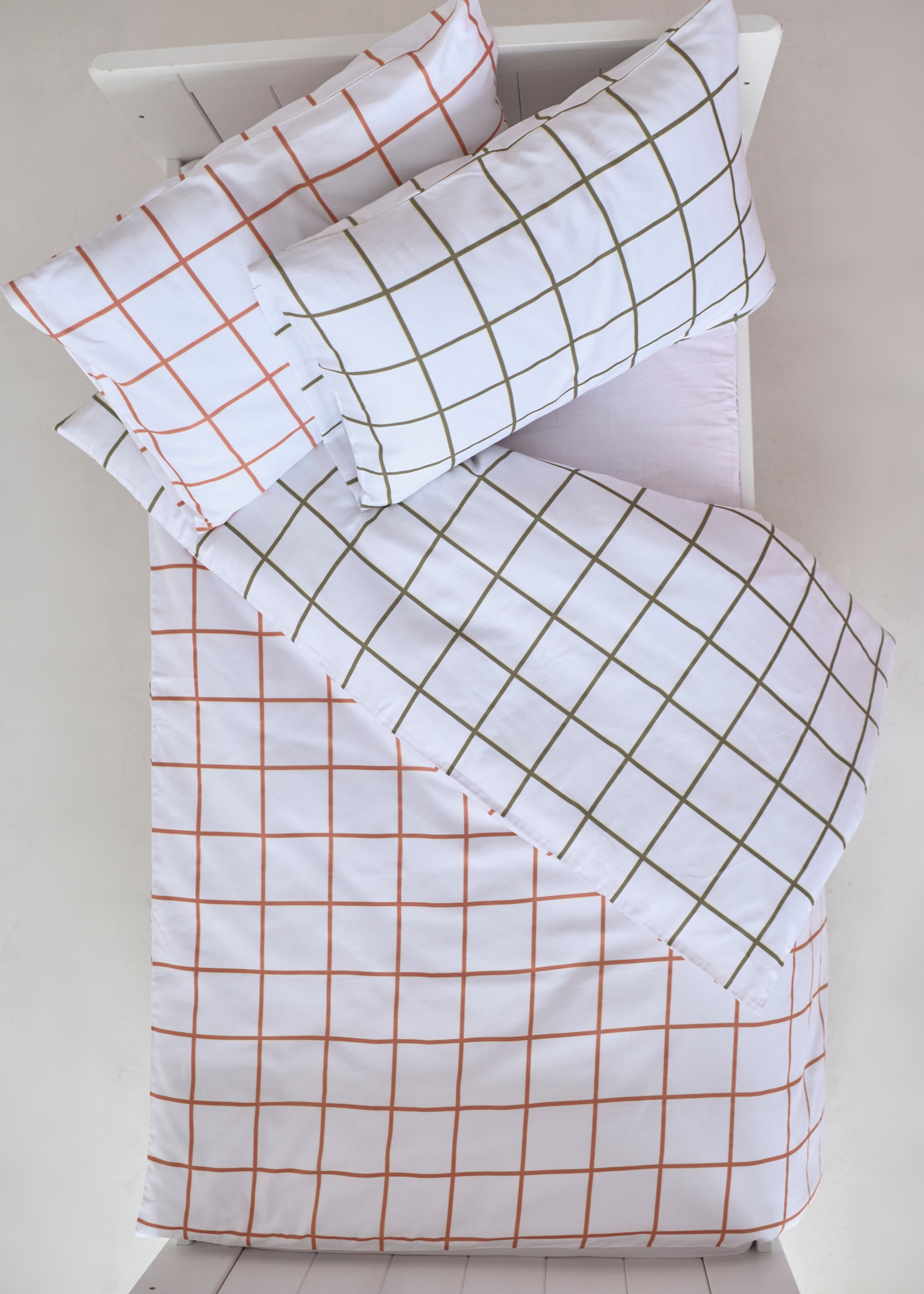 "Клітинка" комплект постільної білизни з органічного сатину з авторським принтом