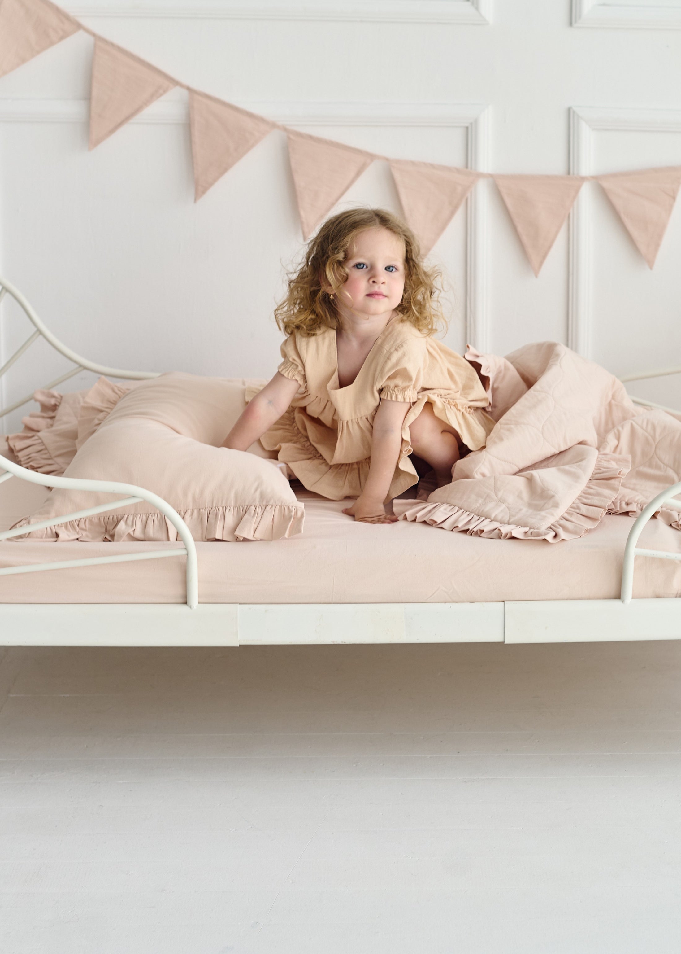 "Бежевий" стьобана ковдра + наволочка з вареної бавовни