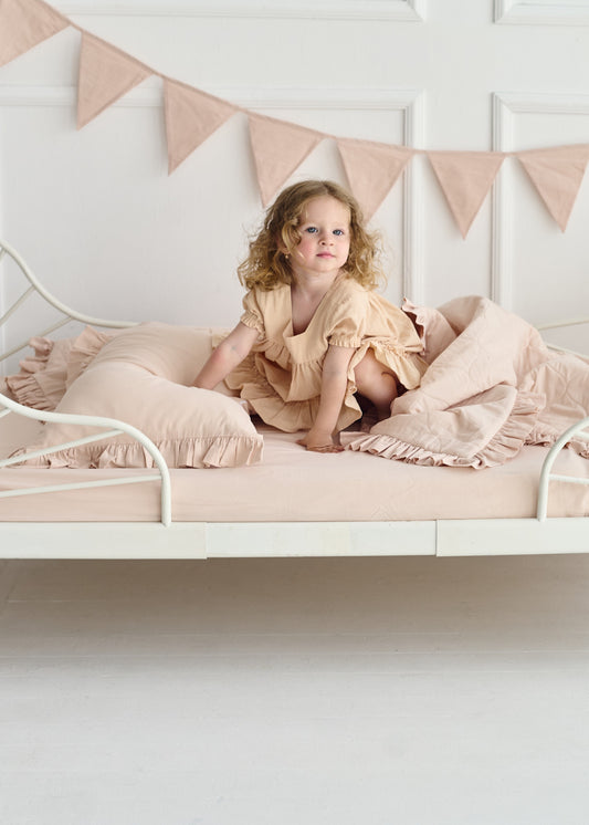 "Бежевий" стьобана ковдра + наволочка з вареної бавовни