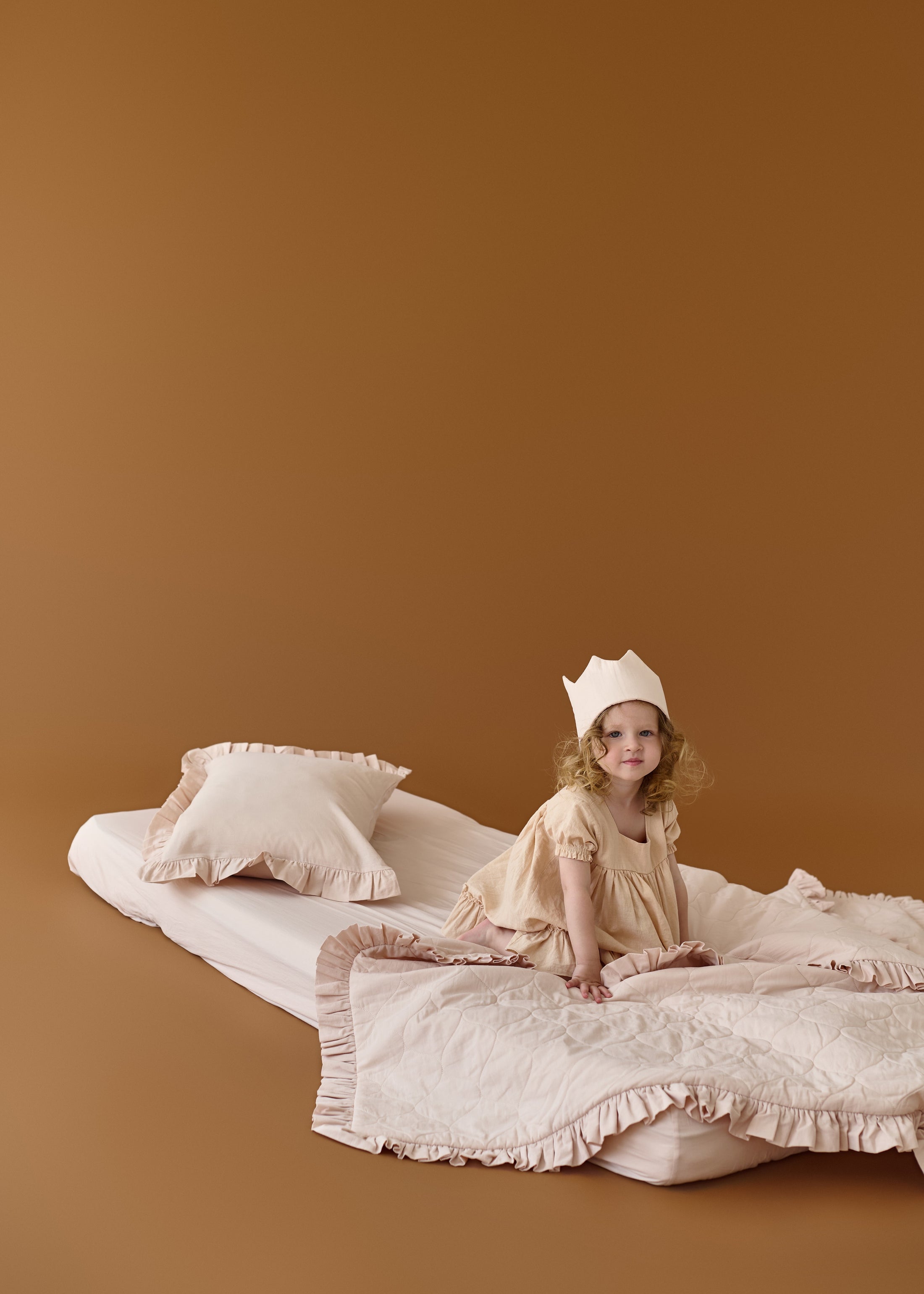 "Бежевий" стьобана ковдра + наволочка з вареної бавовни