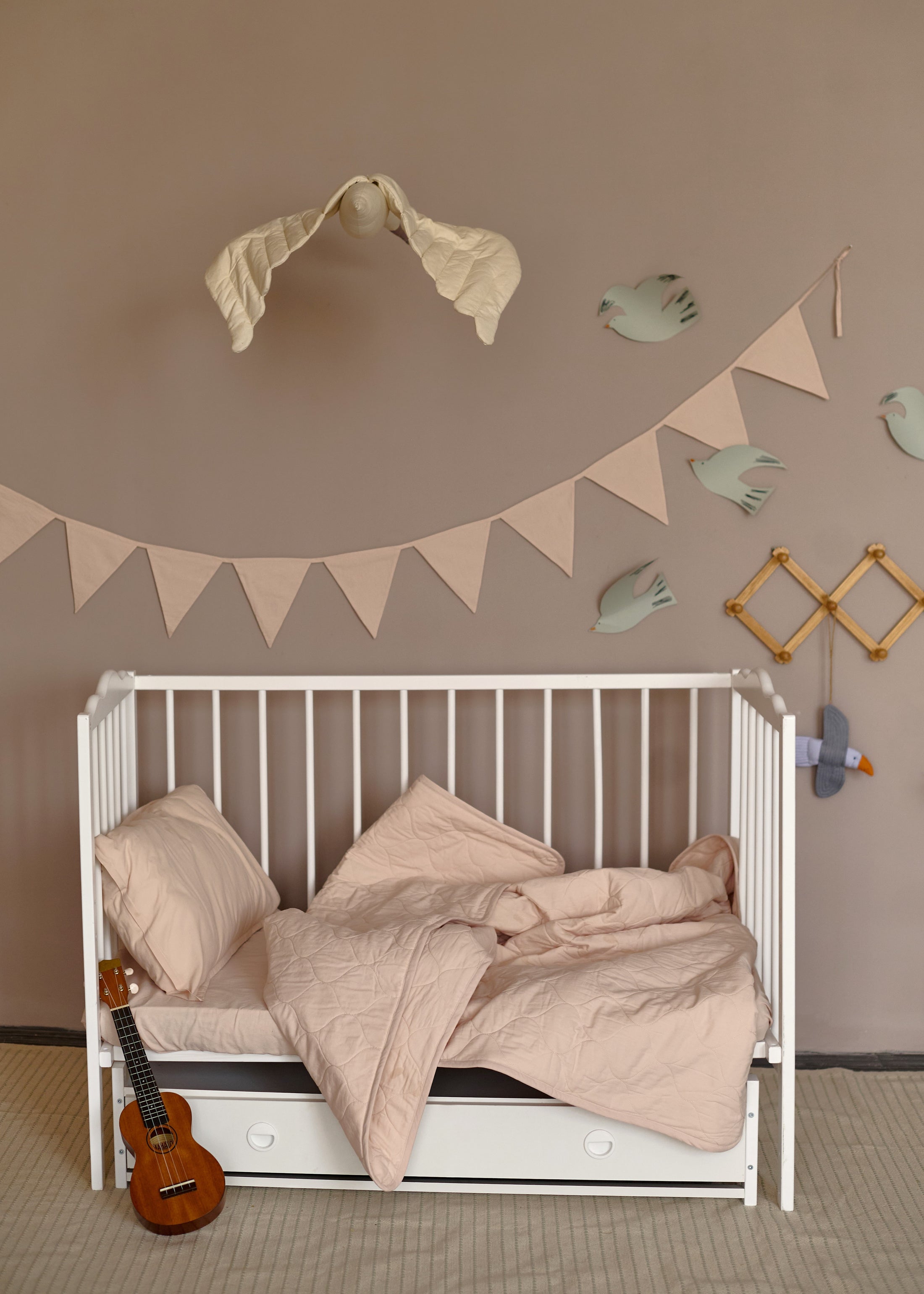 "Бежевий" стьобана ковдра + наволочка з вареної бавовни