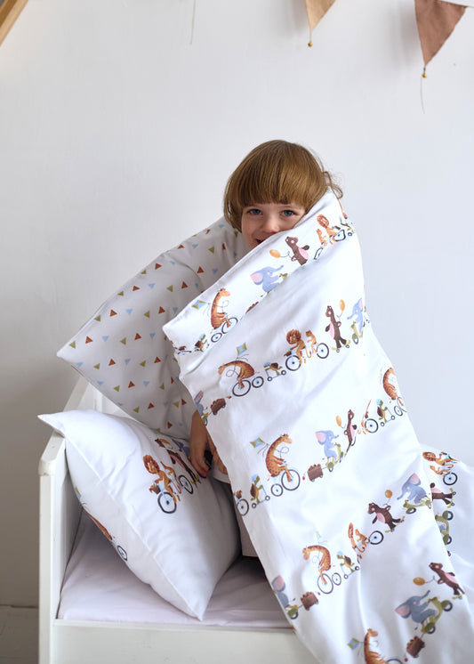 "Весела компанія" комплект постільної білизни з органічного сатину з авторським принтом