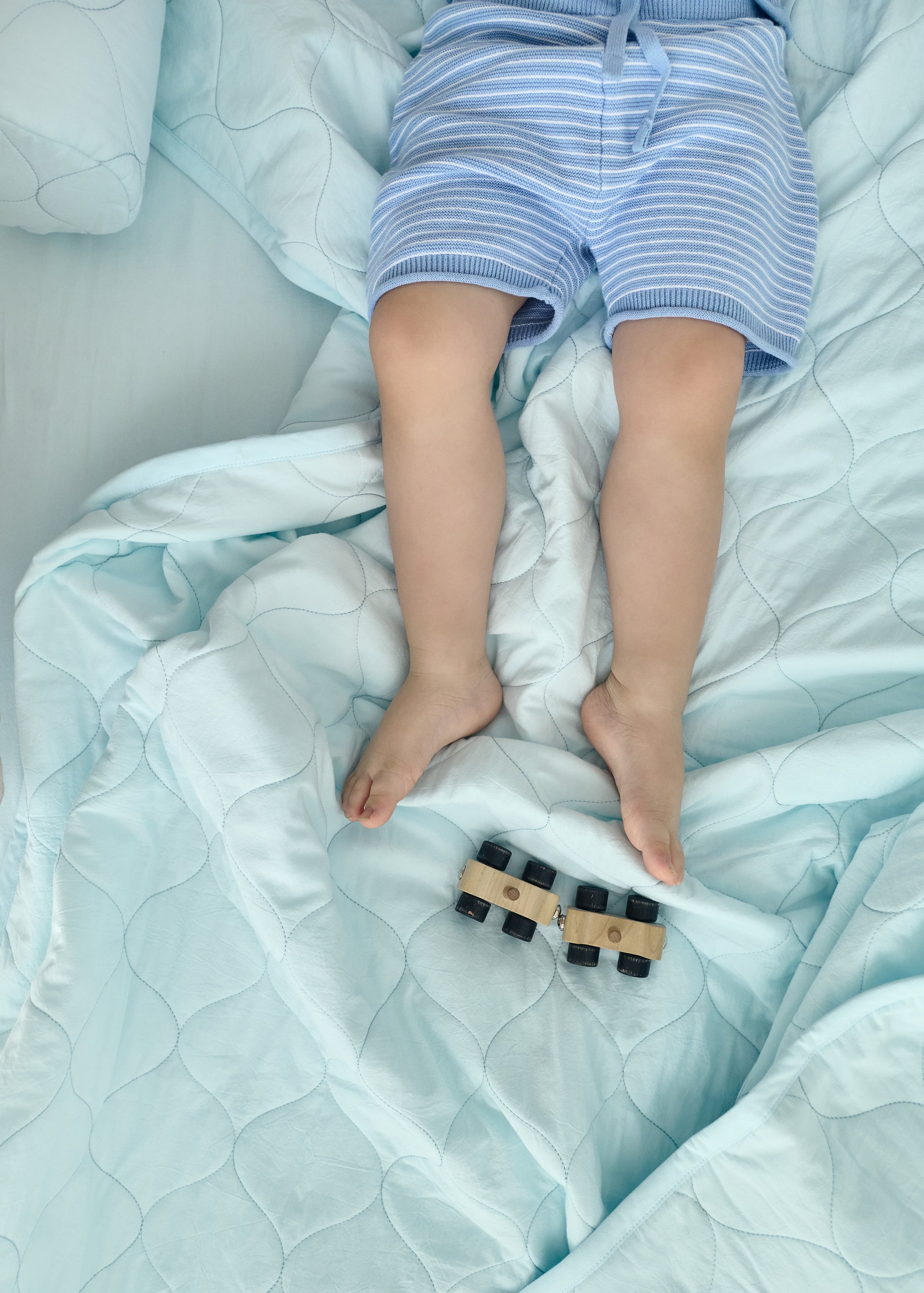 "Блакитний" стьобана ковдра + наволочка з вареної бавовни