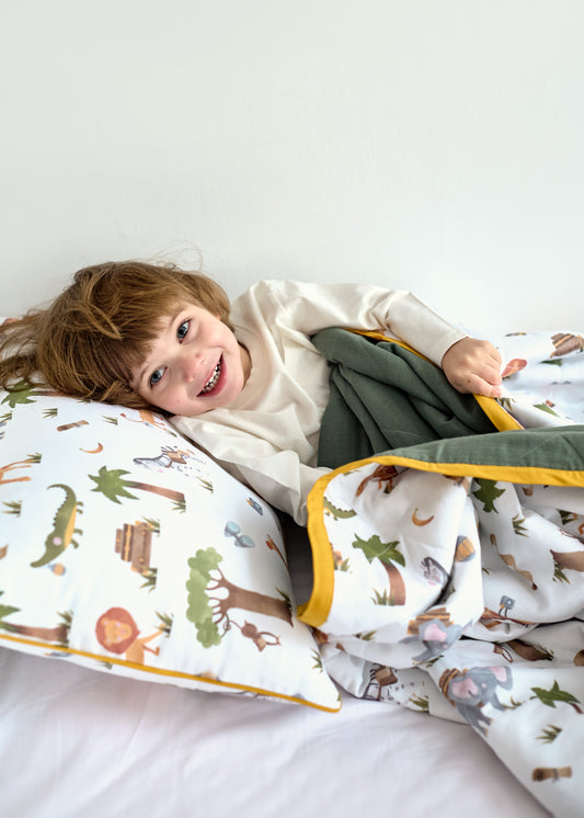 "Джунглі" стьобана ковдра з сатину та муслину