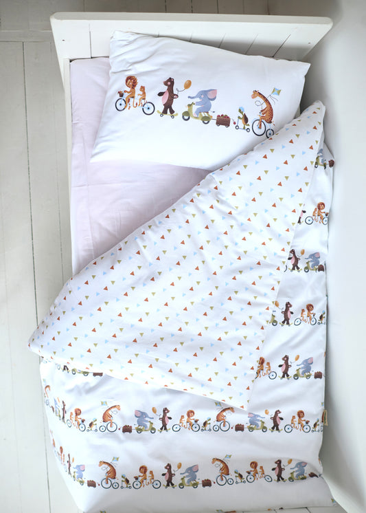 "Весела компанія" комплект постільної білизни з органічного сатину з авторським принтом