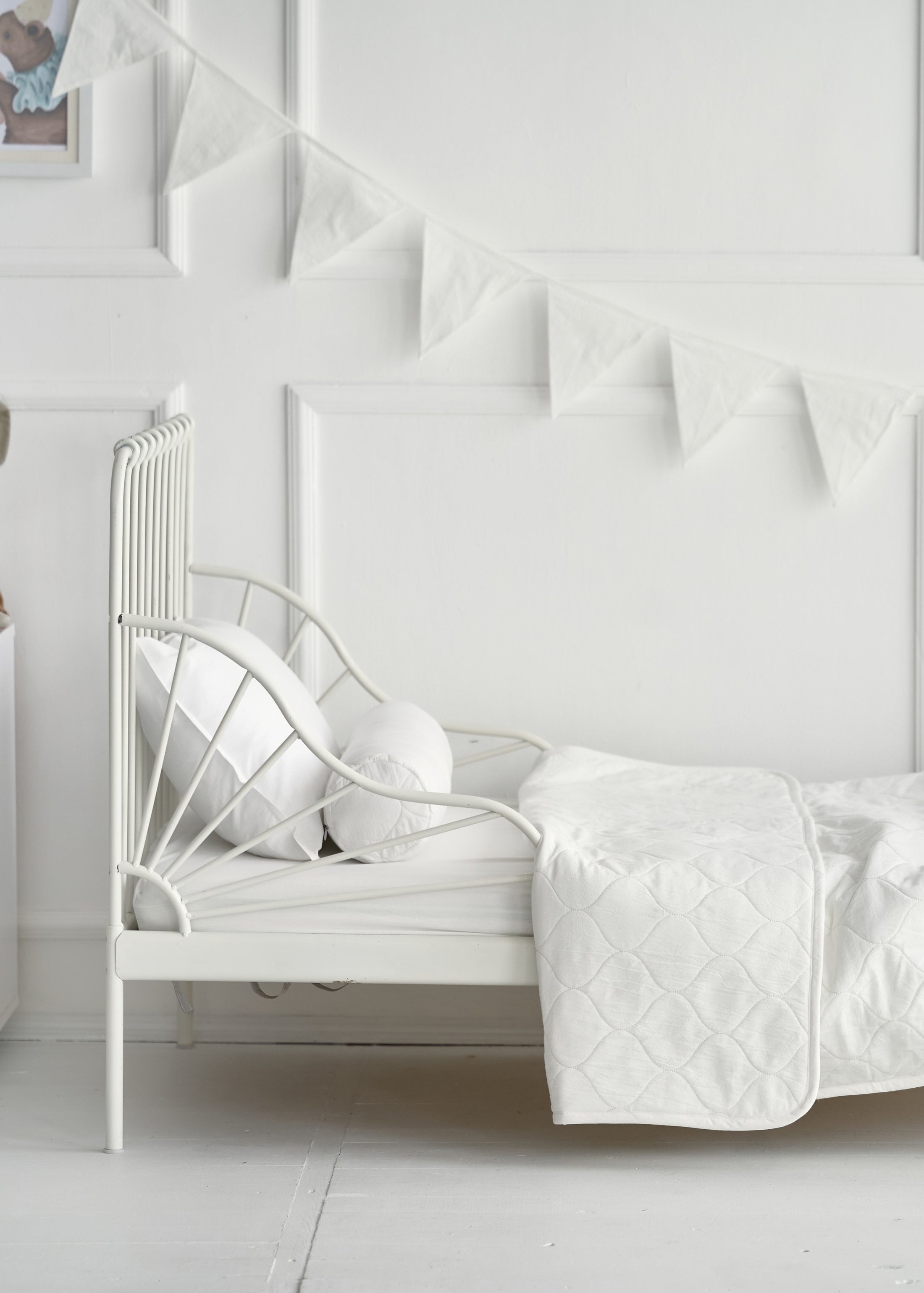 "Молочний" стьобана ковдра + наволочка з вареної бавовни