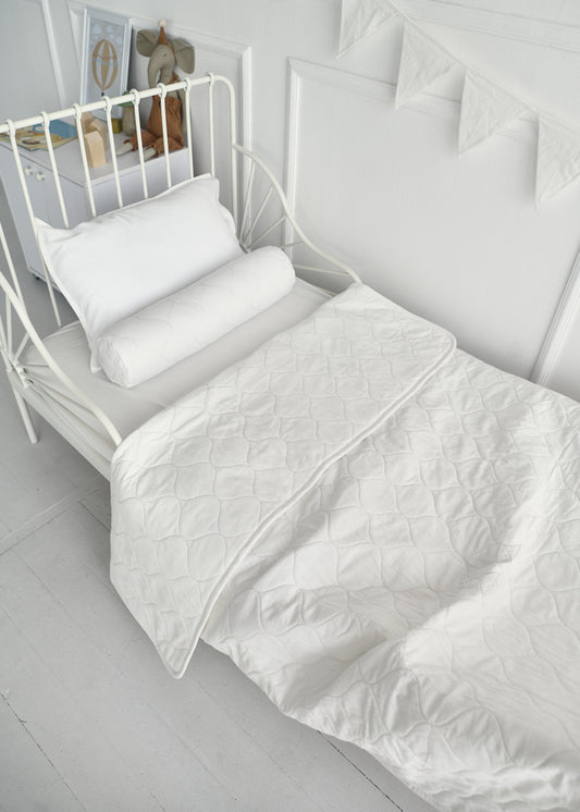 "Молочний" стьобана ковдра + наволочка з вареної бавовни