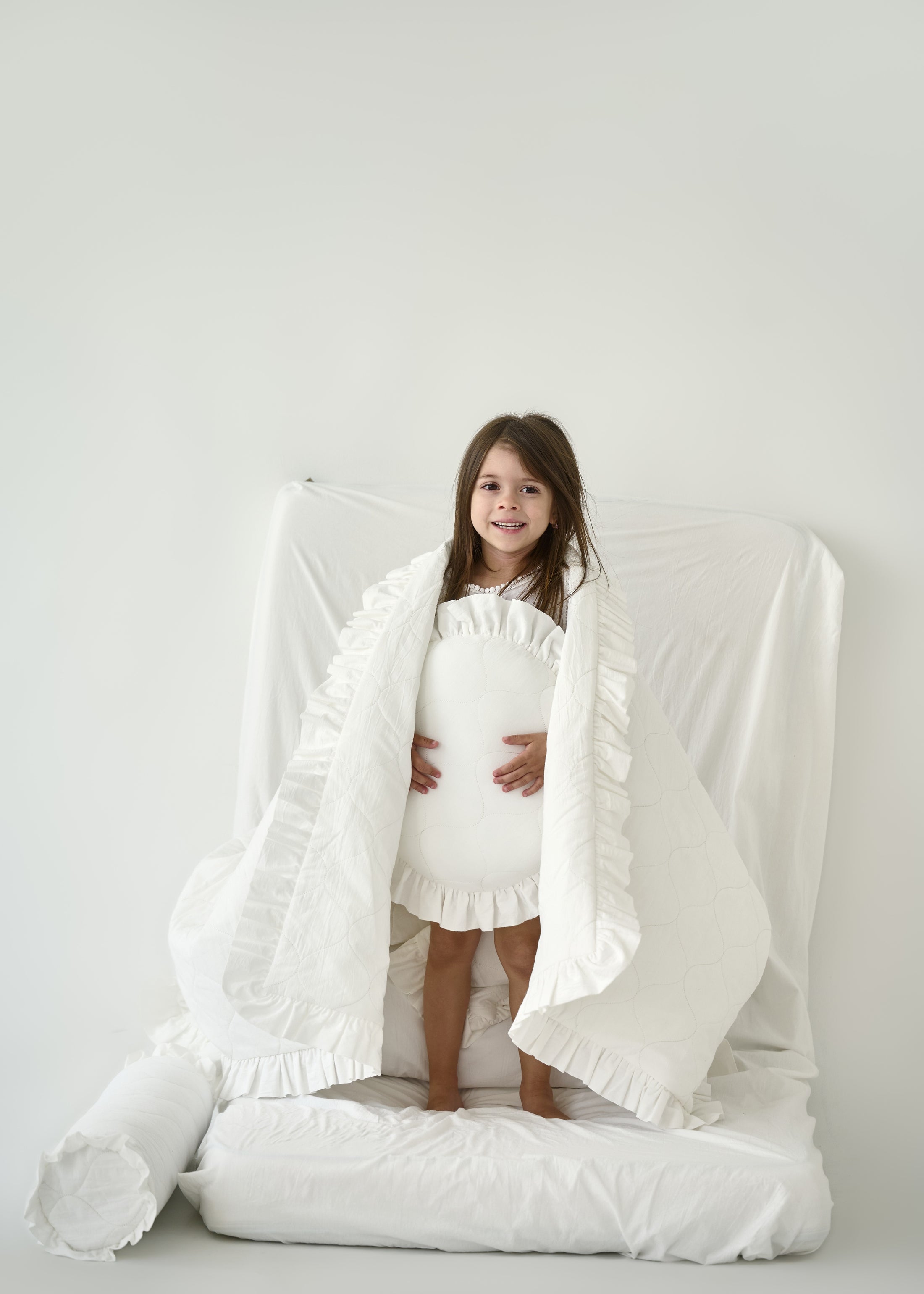 "Молочний" стьобана ковдра + наволочка з вареної бавовни