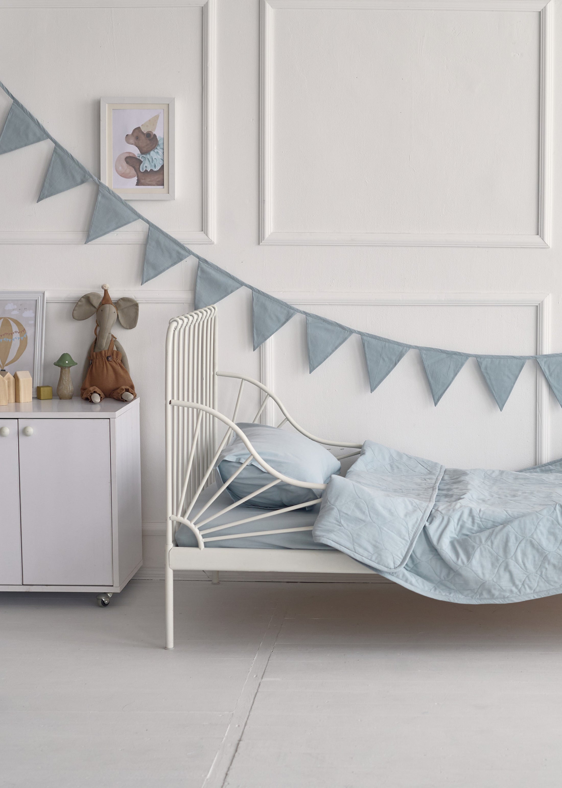 "Сіро-блакитний" стьобана ковдра + наволочка з вареної бавовни