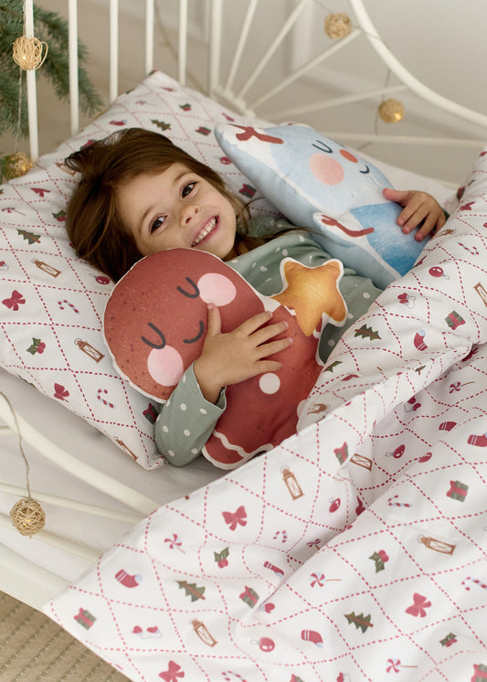 "Новорічні ромби" комплект постільної білизни з органічного сатину з авторським принтом