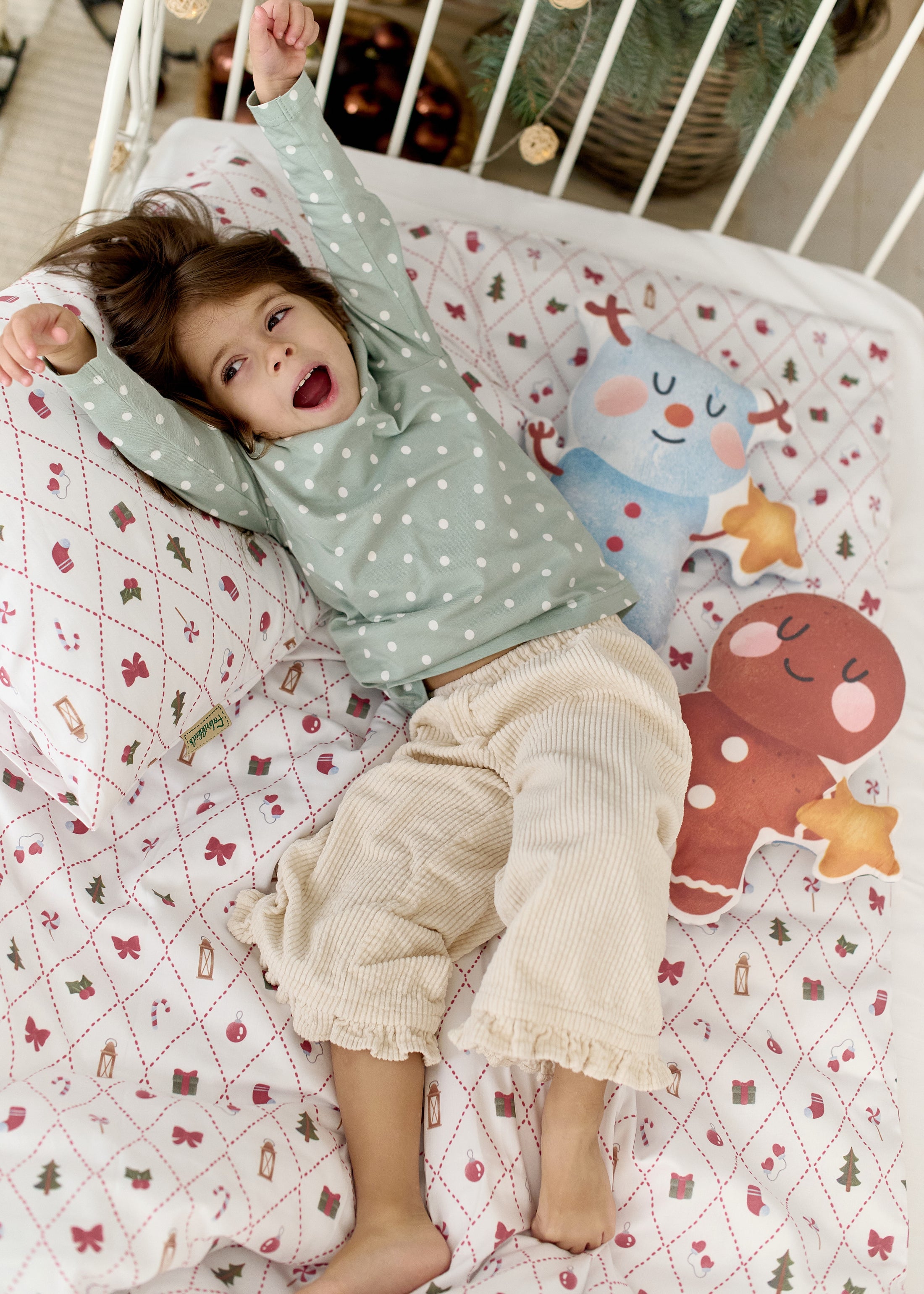 "Новорічні ромби" комплект постільної білизни з органічного сатину з авторським принтом