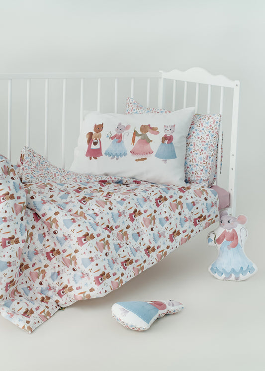 "Казкова історія" комплект постільної білизни з органічного сатину з авторським принтом