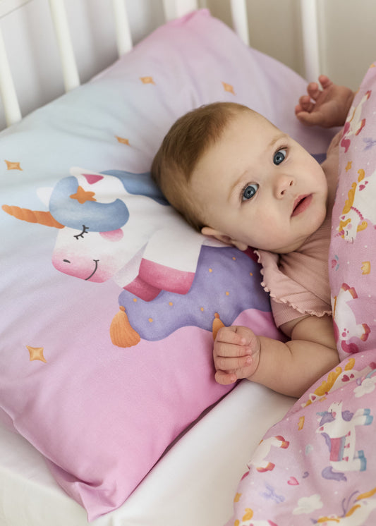 "Чарівні єдиноріжки" комплект постільної білизни з органічного сатину з авторським принтом