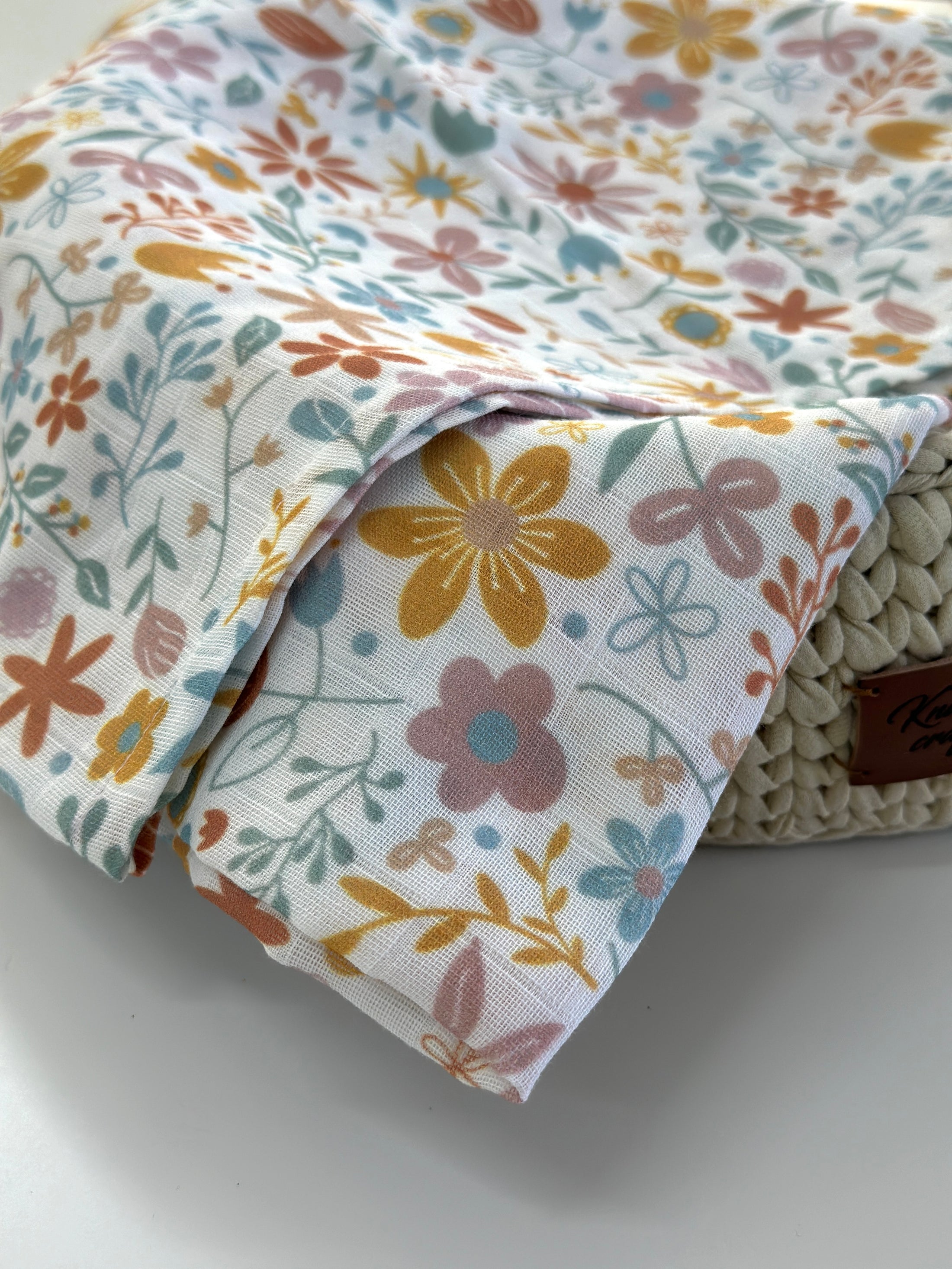 Набір муслінових пелюшок “Квітуча галявина” — органічна тканина, 50% бавовна + 50% бамбук