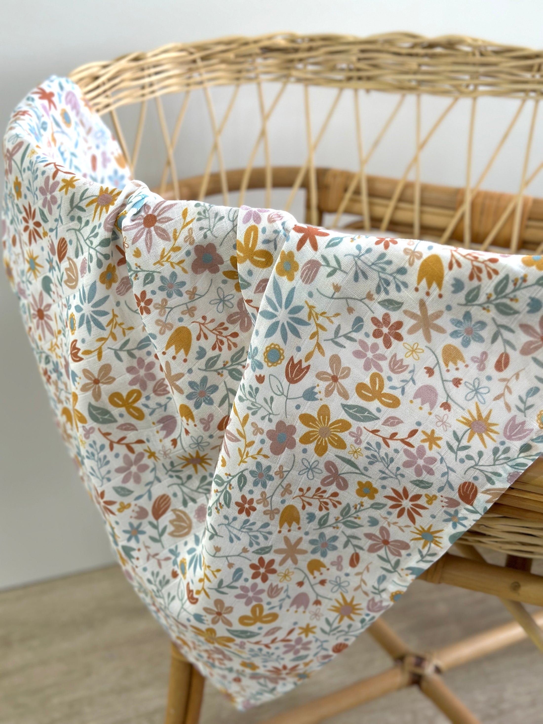 Набір муслінових пелюшок “Квітуча галявина” — органічна тканина, 50% бавовна + 50% бамбук