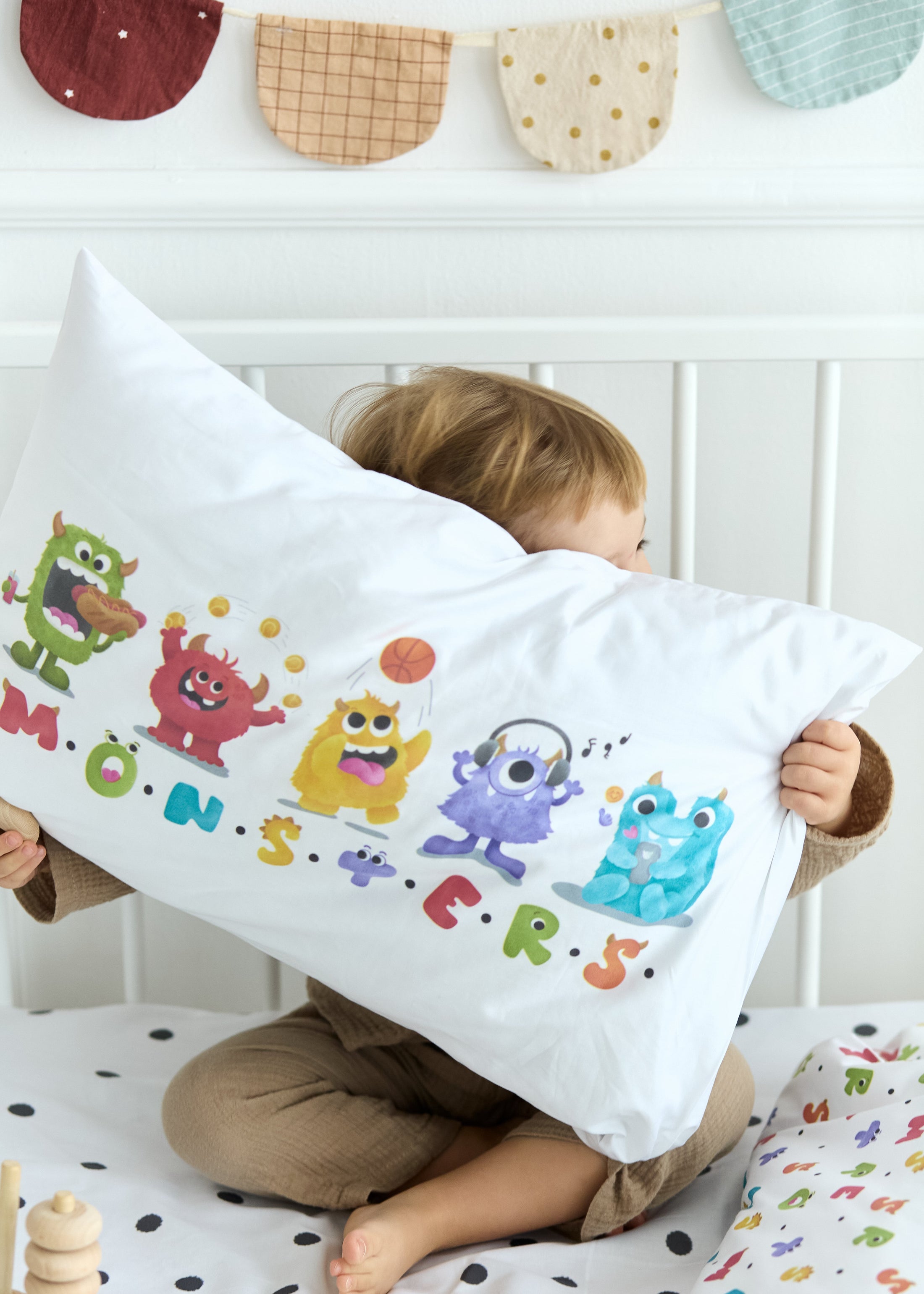 "Монстрики" комплект постільної білизни з органічного сатину з авторським принтом