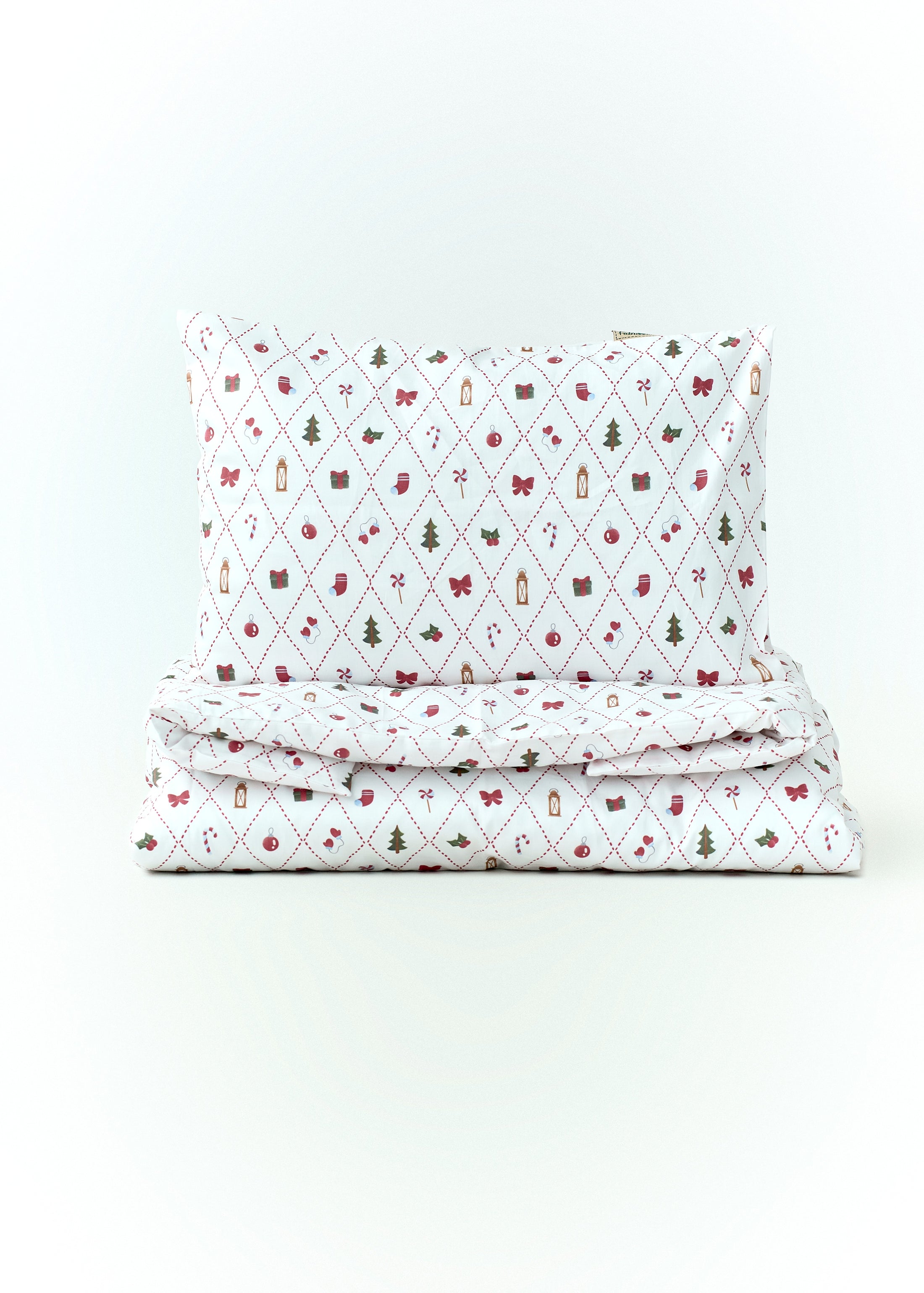 "Новорічні ромби" комплект постільної білизни з органічного сатину з авторським принтом