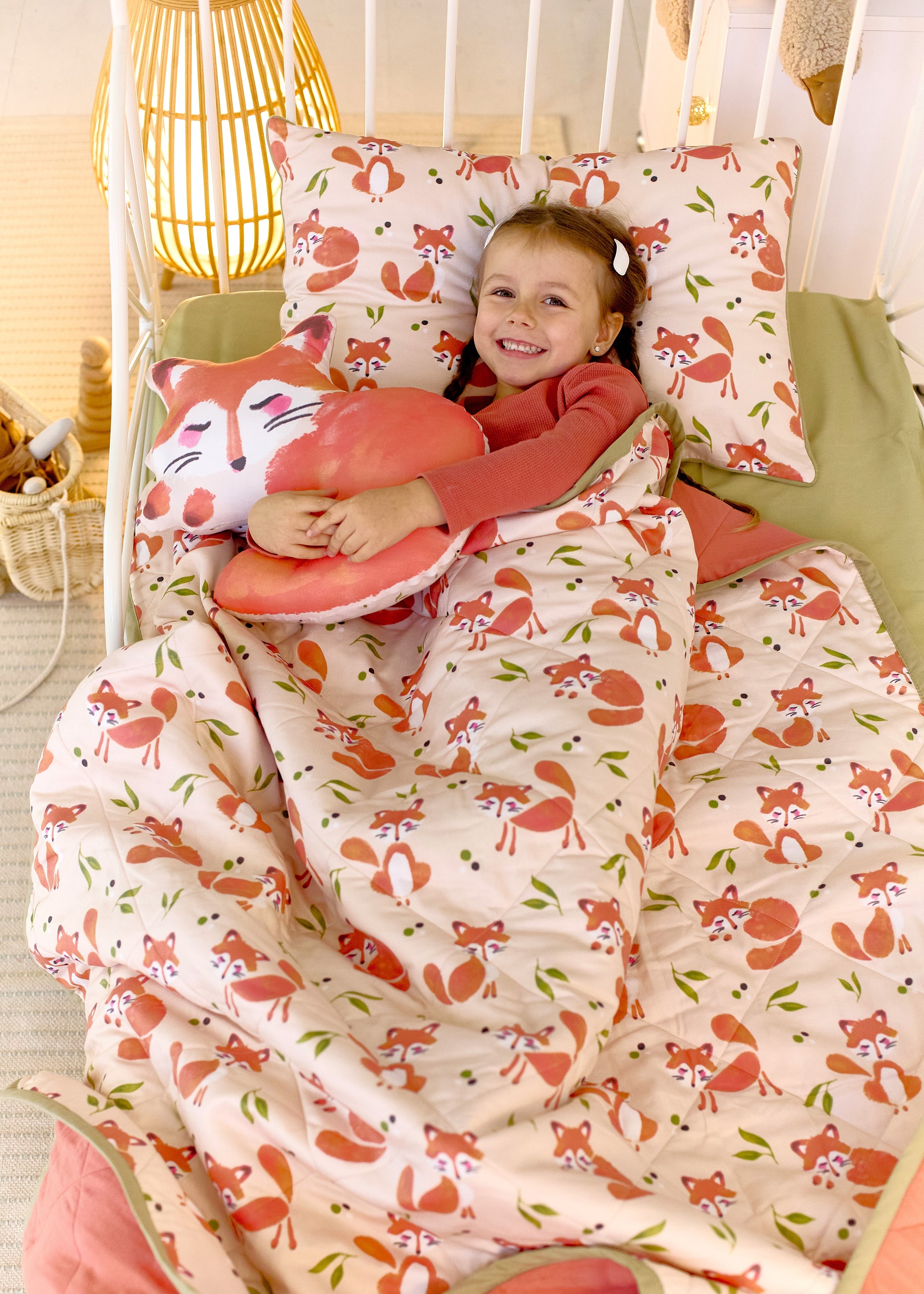 "Руді лисички" стьобана ковдра з сатину та муслину