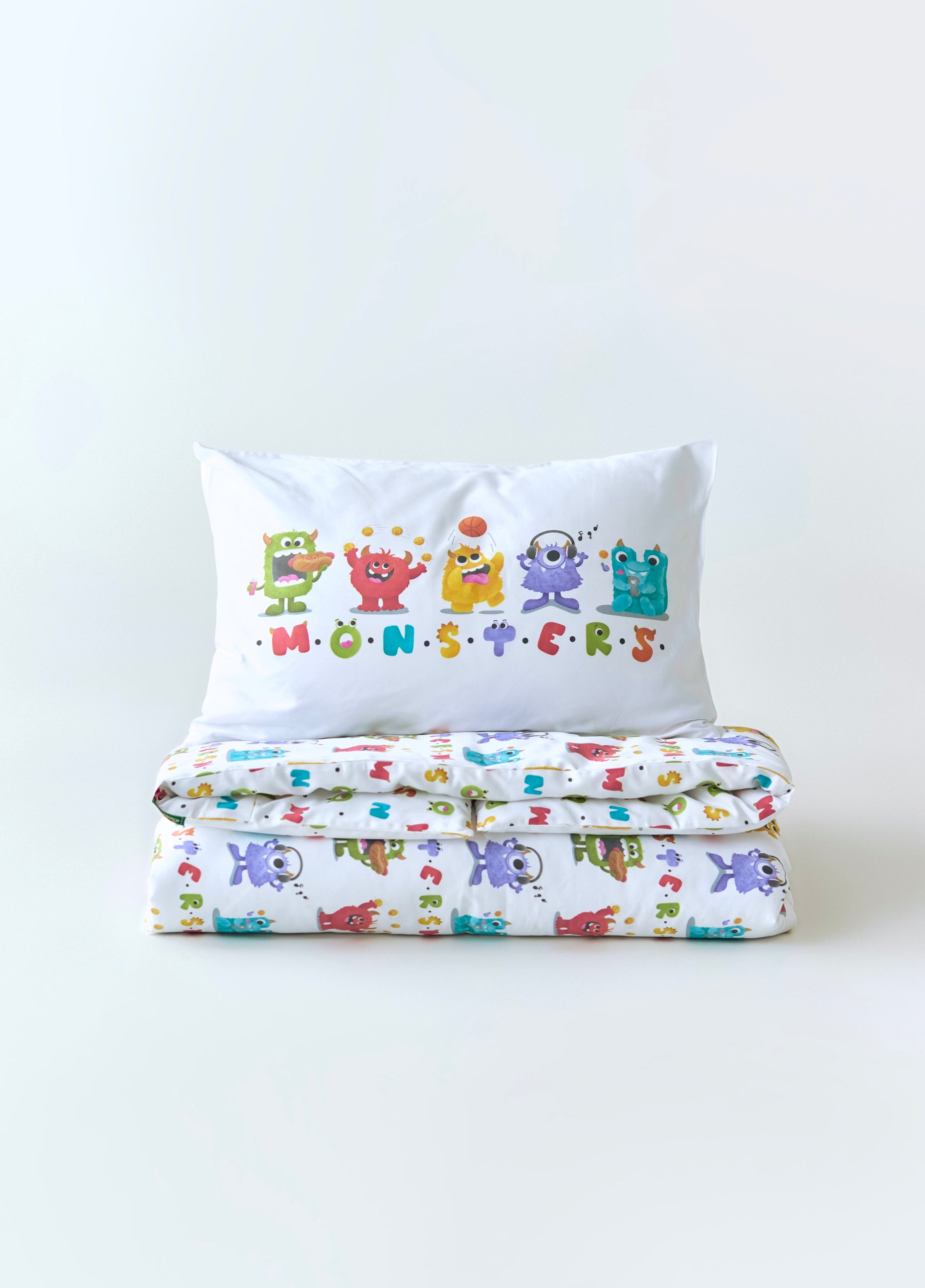 "Монстрики" комплект постільної білизни з органічного сатину з авторським принтом