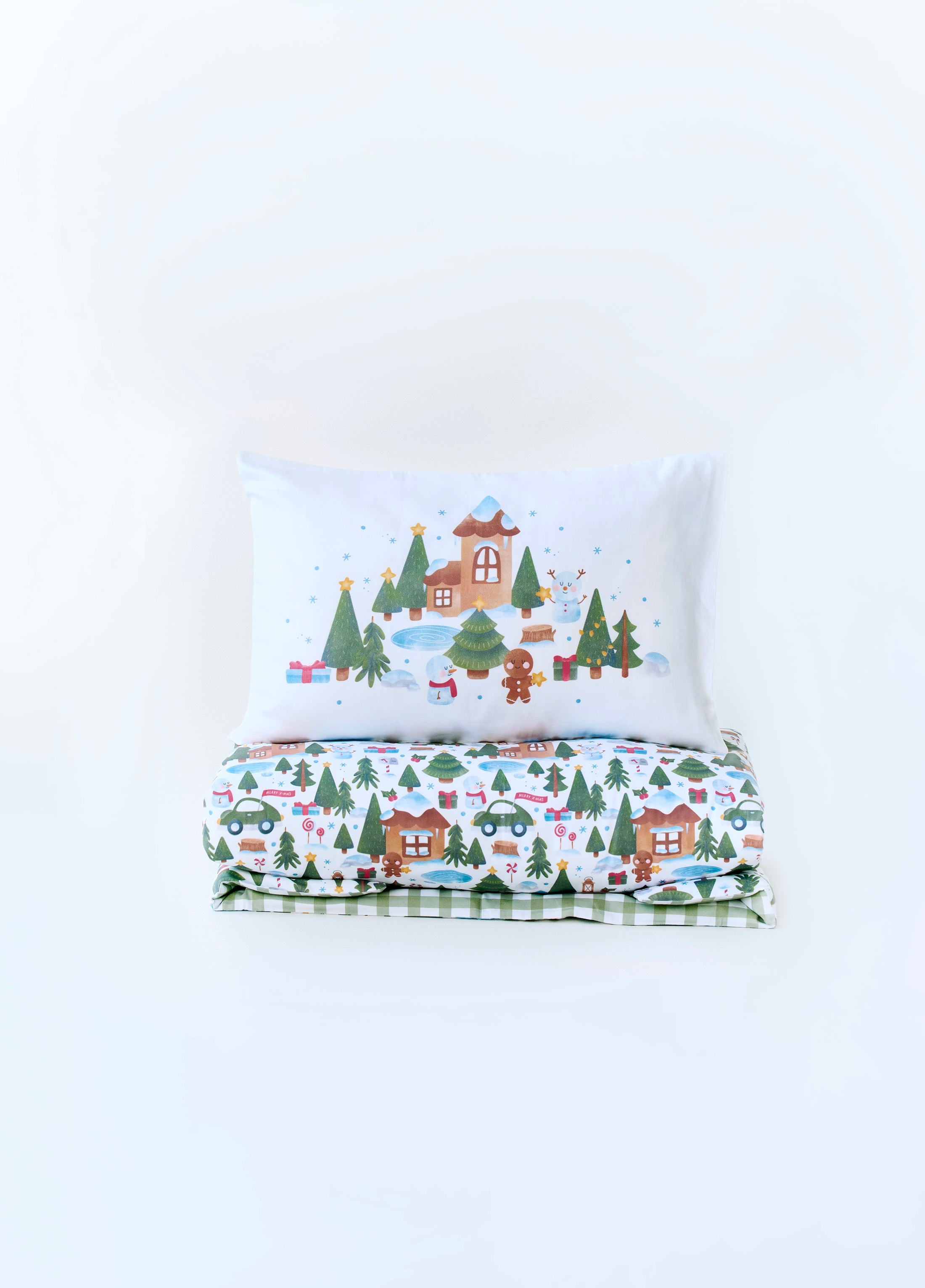 "Новорічний ліс" комплект постільної білизни з органічного сатину з авторським принтом