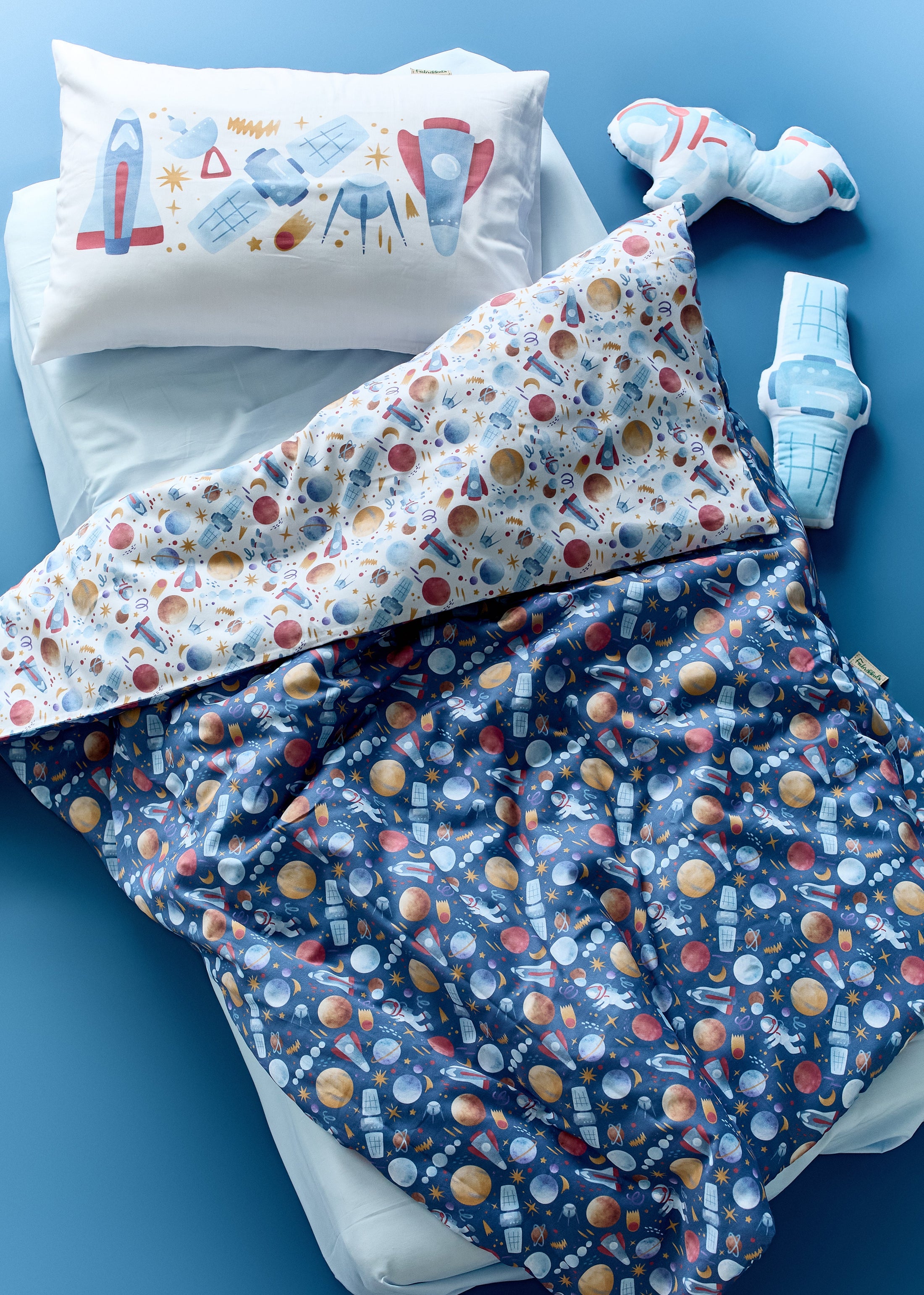 "Космос" комплект постільної білизни з органічного сатину з авторським принтом