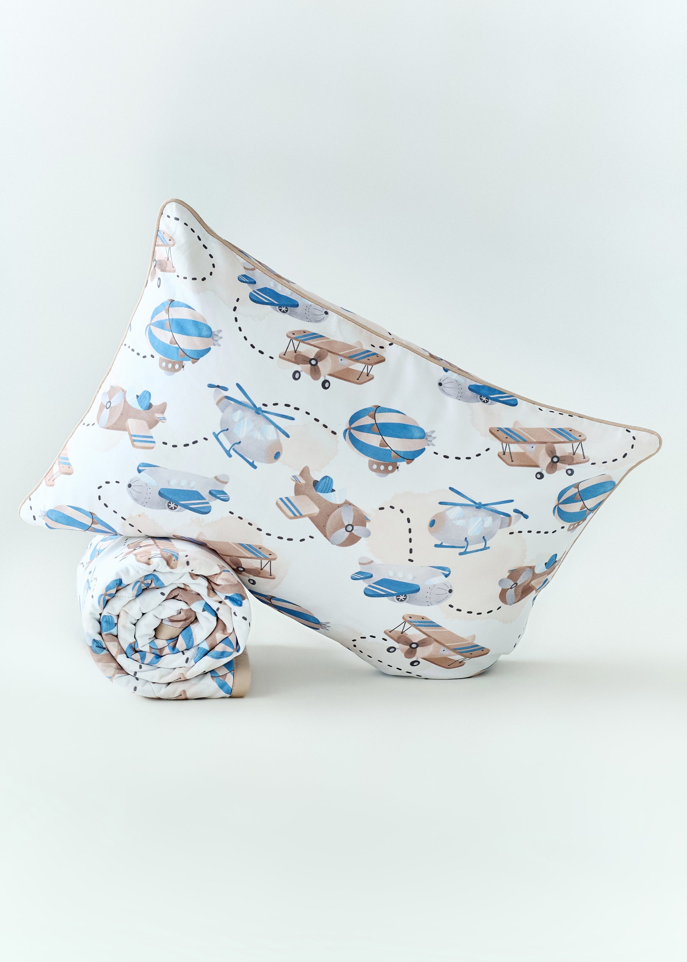 "Повітряний транспорт" стьобана ковдра з сатину та муслину