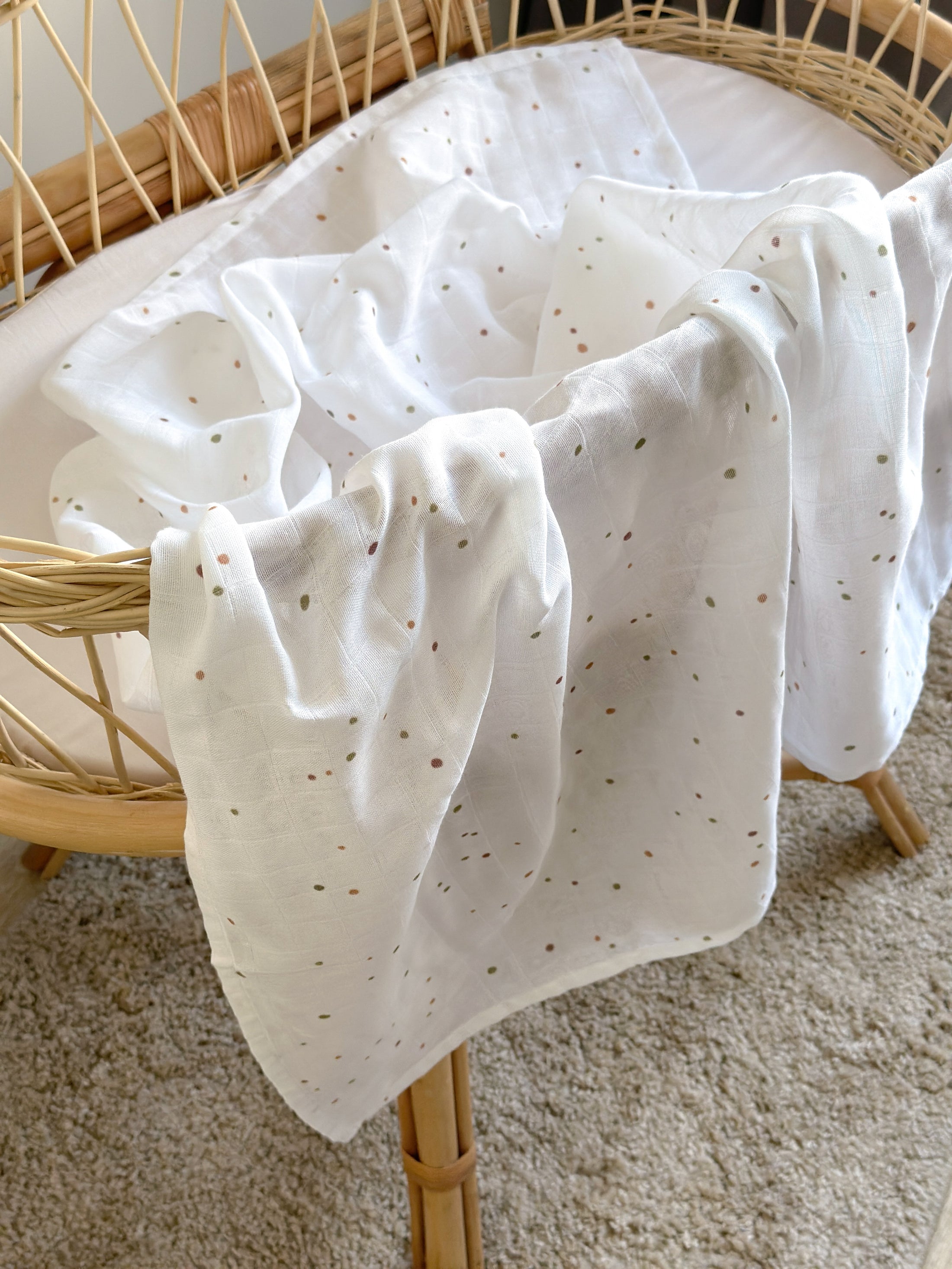 Набір муслінових пелюшок “Крапочки” — органічна тканина, 50% бавовна + 50% бамбук
