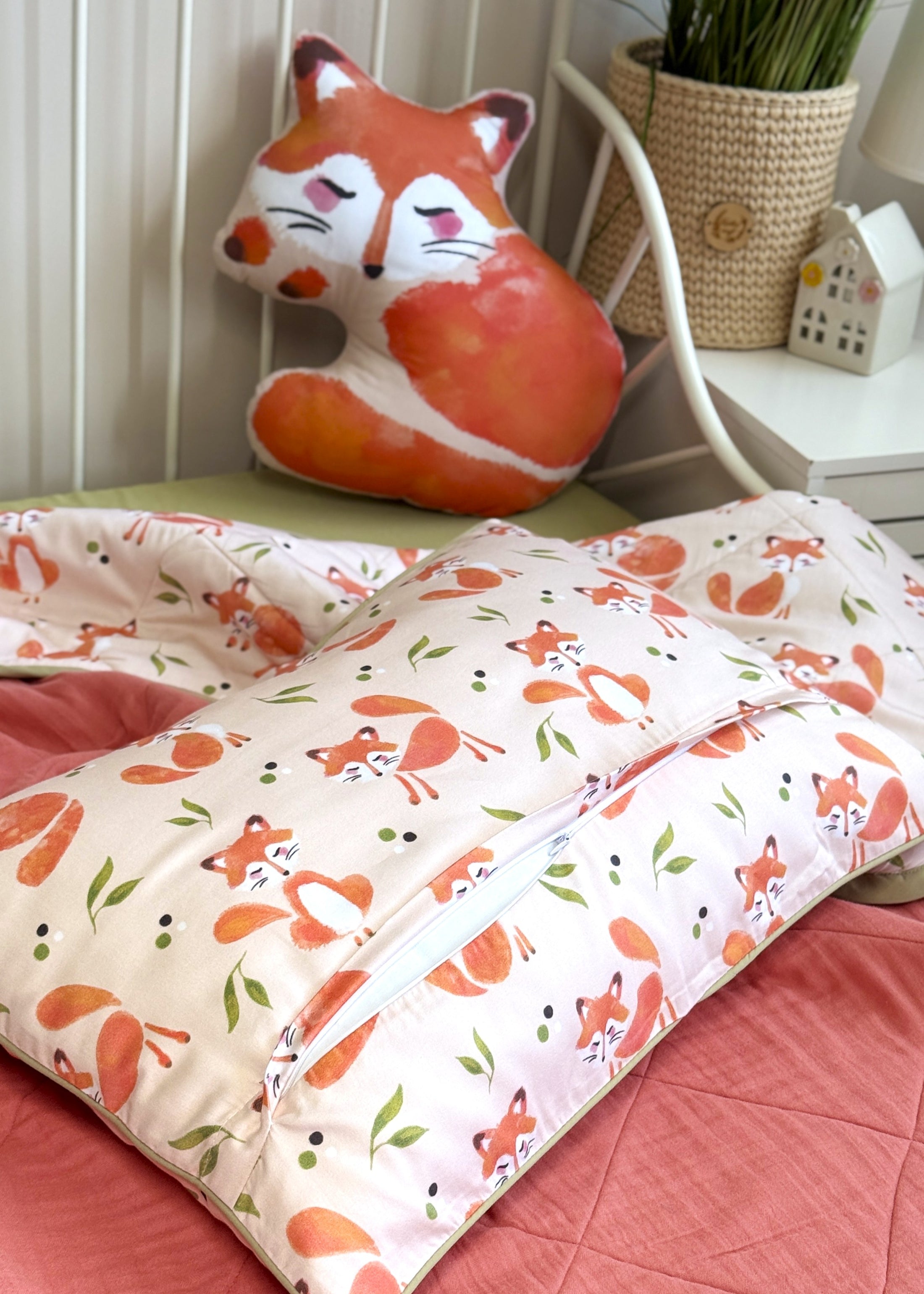 "Руді лисички" стьобана ковдра з сатину та муслину