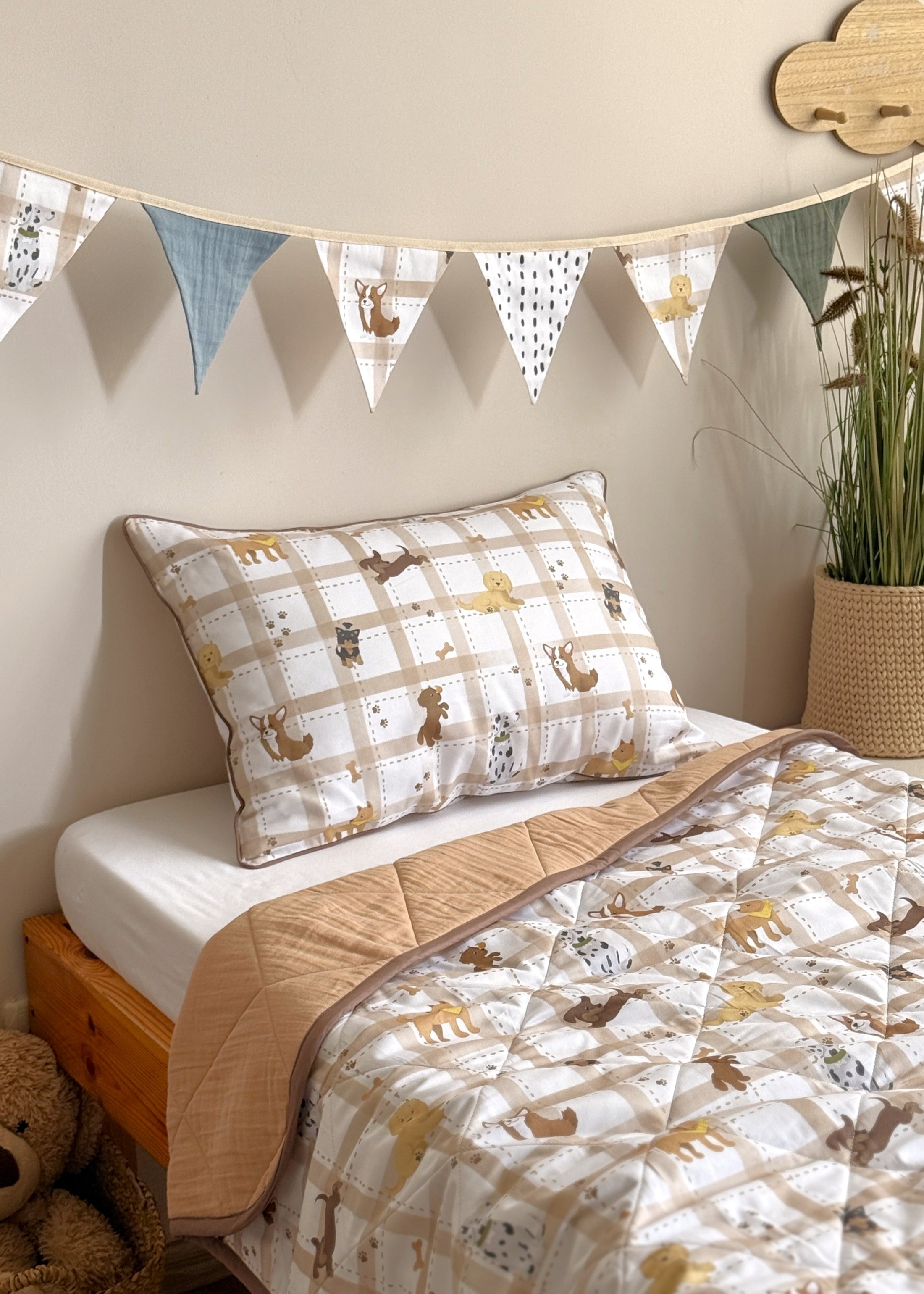 "Пухнасті хвостики" стьобана ковдра з сатину та муслину